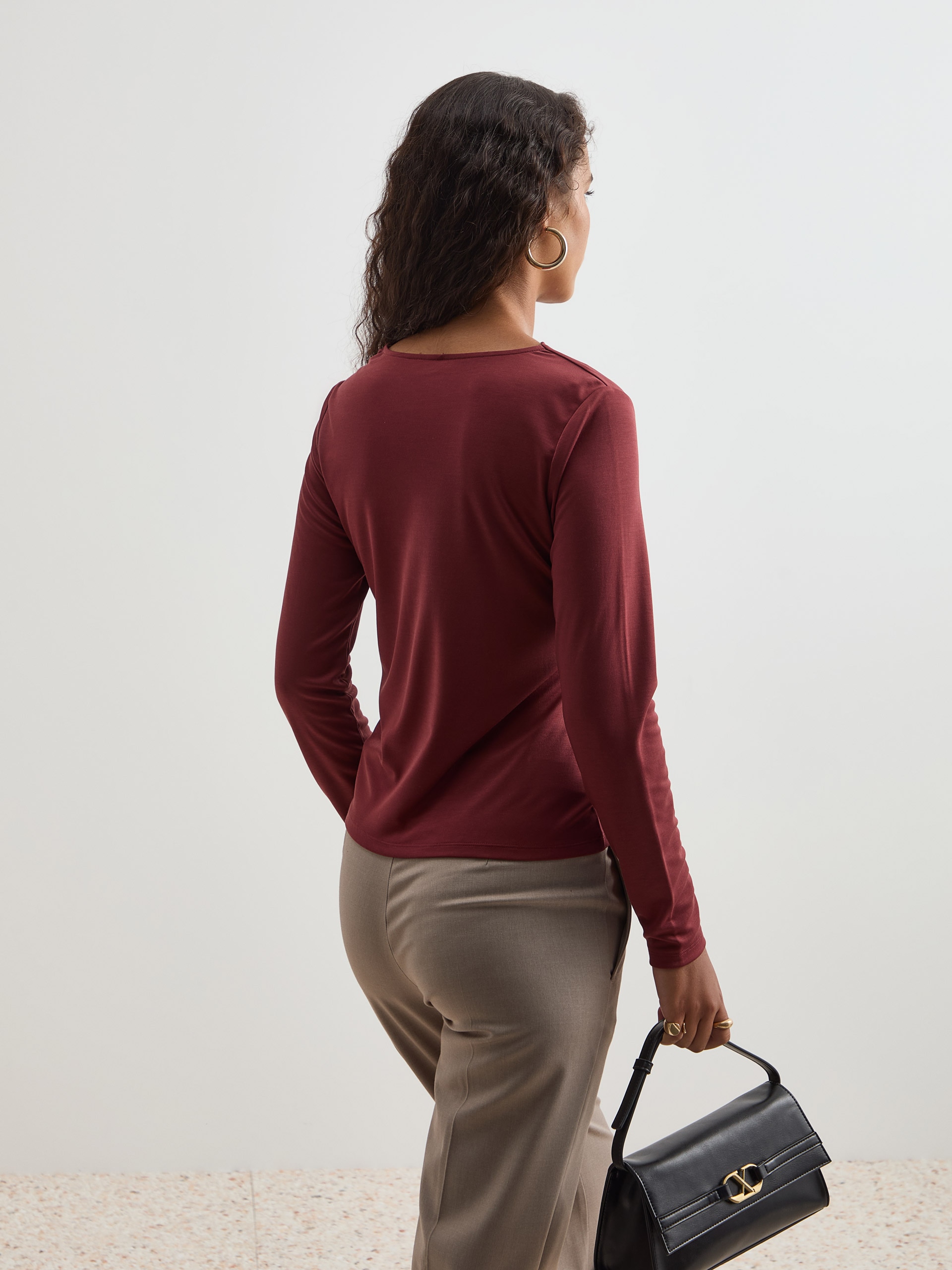 Camisola básica em liocel Vermelho-3