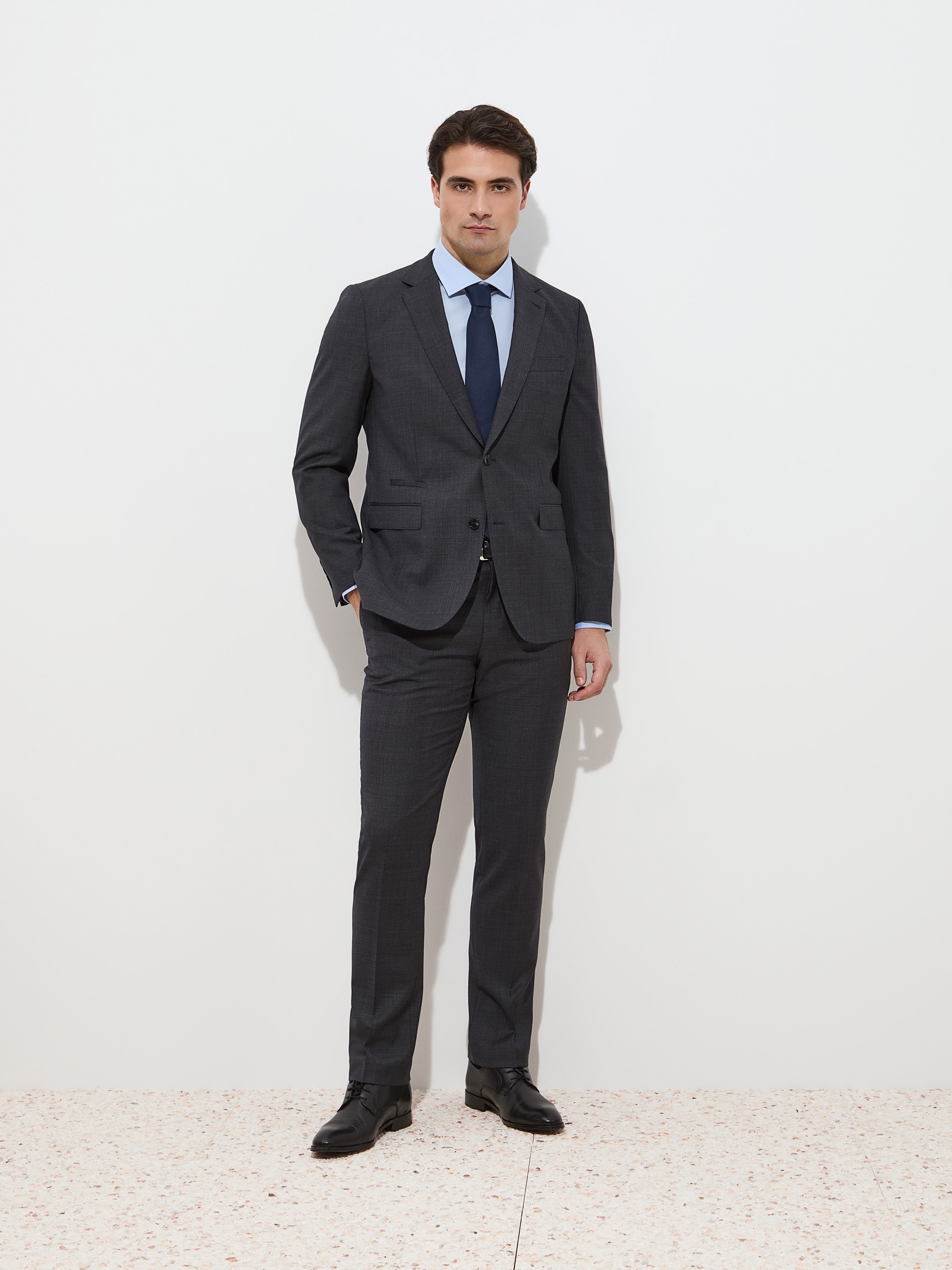 Fato Clássico Slim Fit com Lã Cinzento-escuro-2
