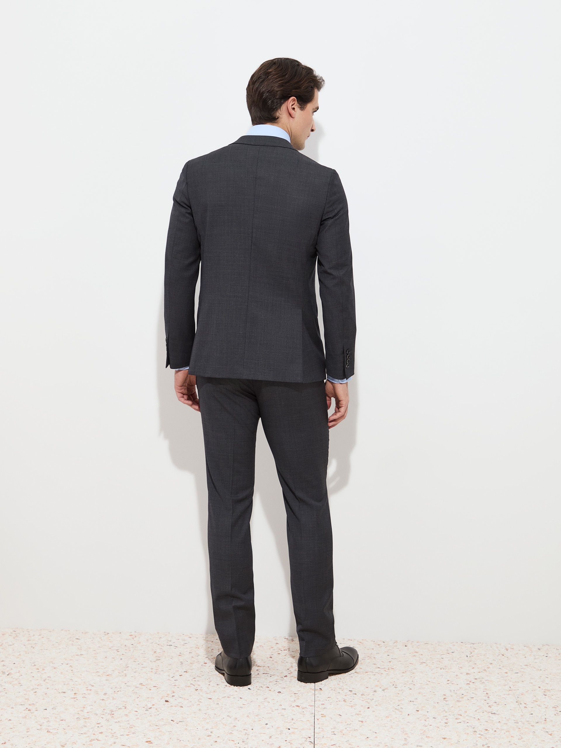 Fato Clássico Slim Fit com Lã Cinzento-escuro-4