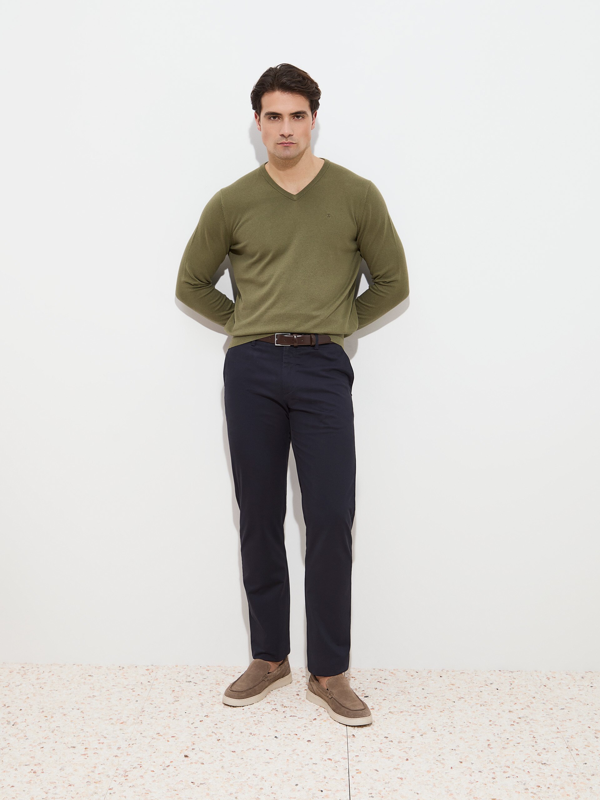 Pullover em Algodão e Caxemira Verde-escuro-2