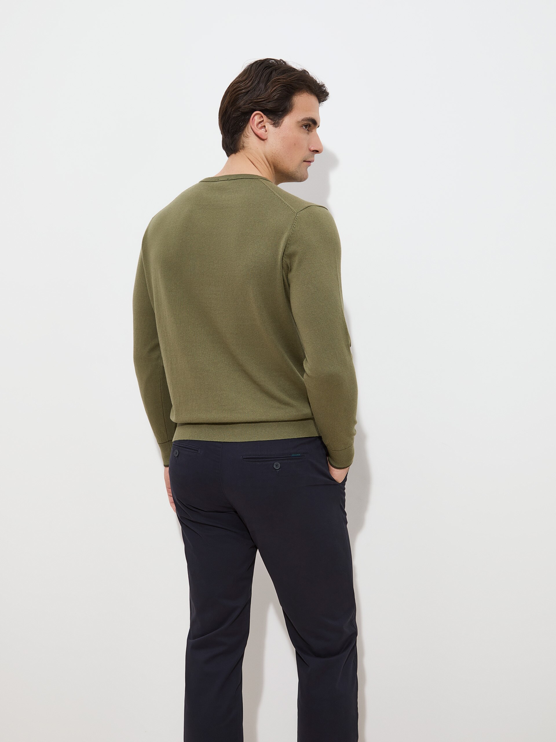 Pullover em Algodão e Caxemira Verde-escuro-4
