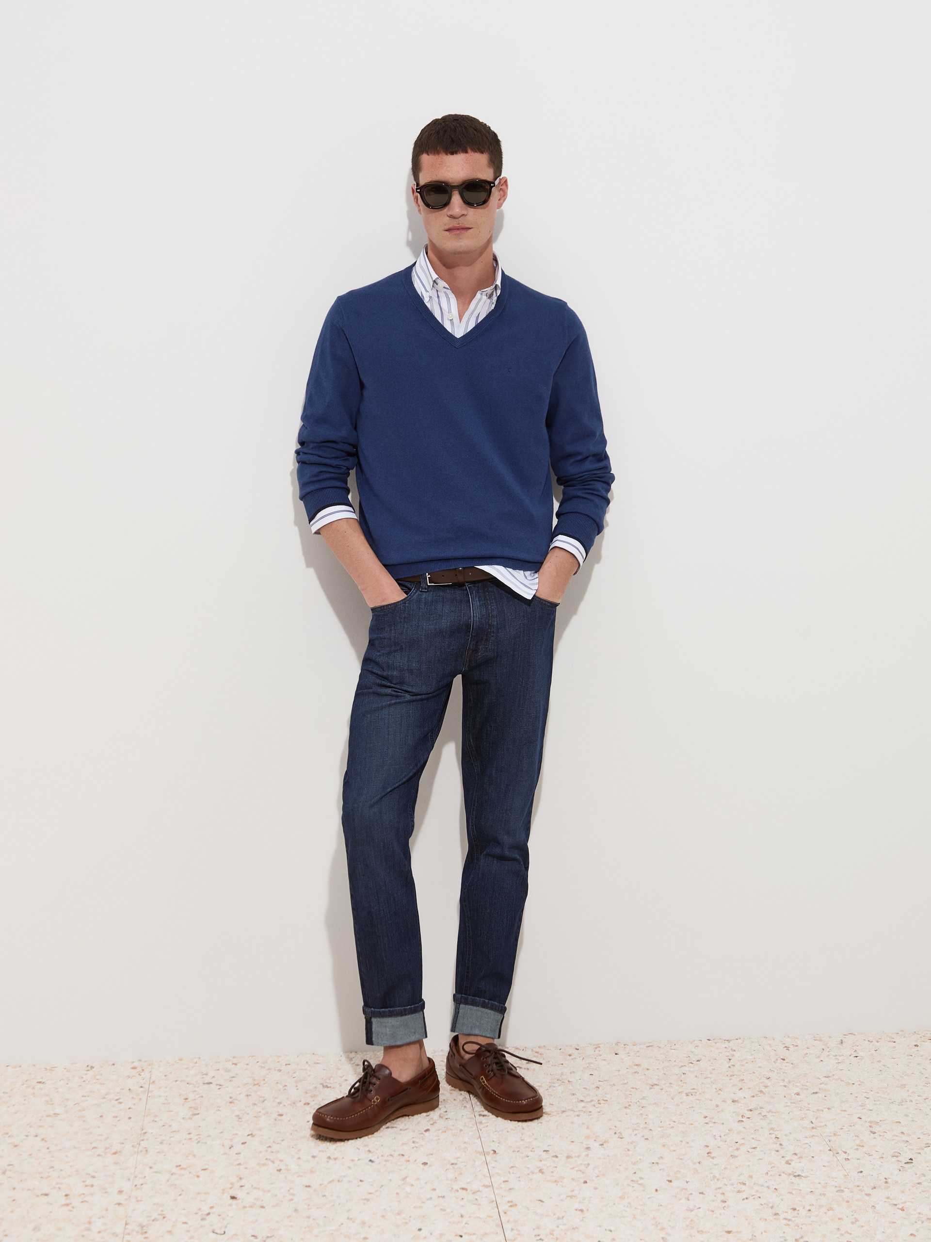 Pullover em Algodão e Caxemira Azul-2