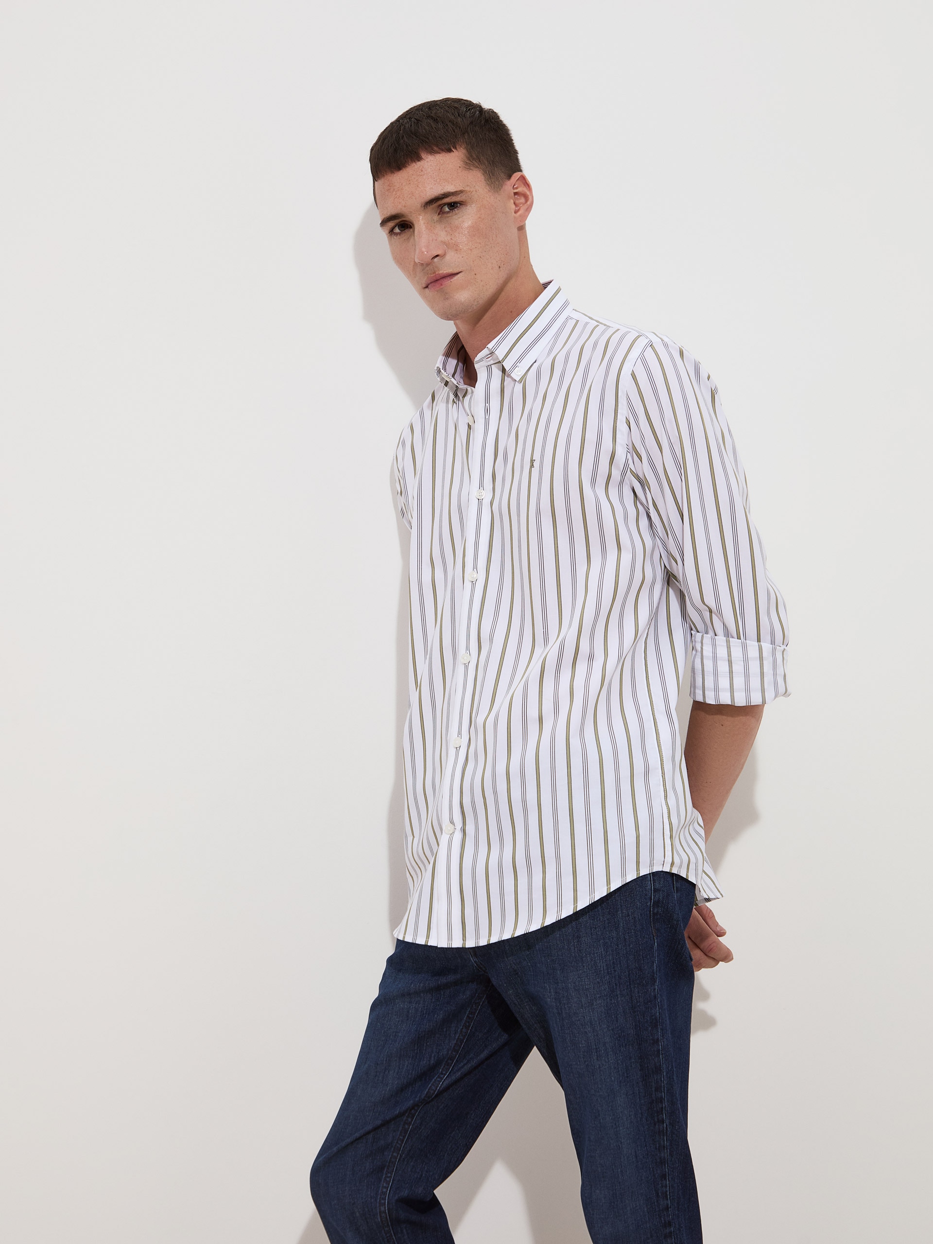 Camisa Regular Fit de Algodão Caqui-3