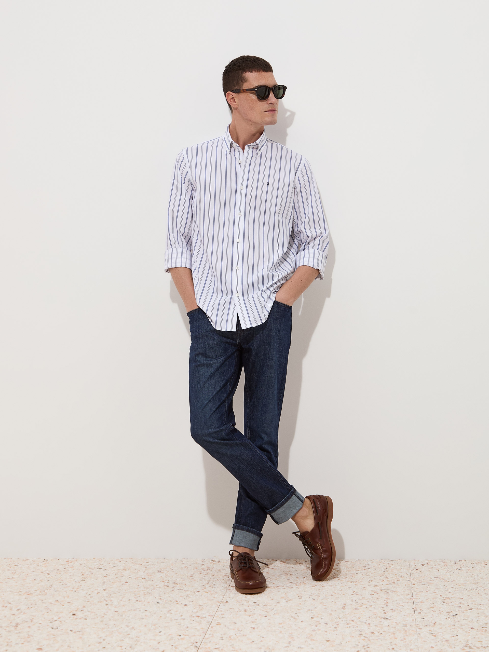 Camisa Regular Fit de Algodão Azul-marinho-2