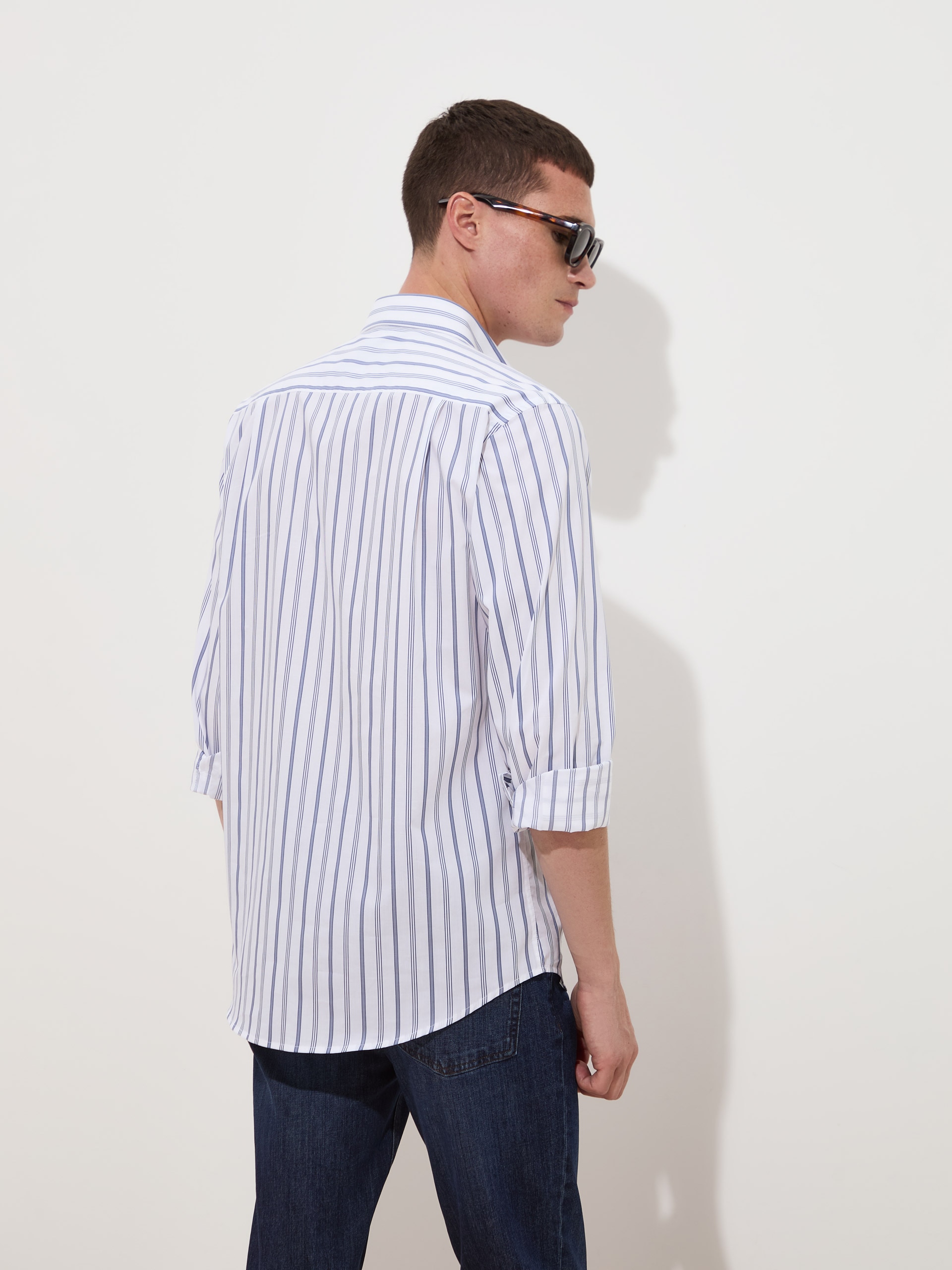 Camisa Regular Fit de Algodão Azul-marinho-4