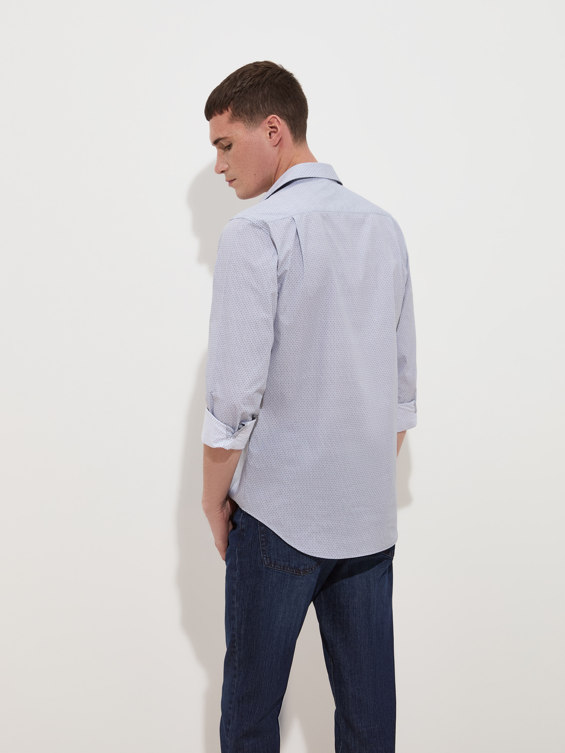Camisa Slim Fit Cinza-4