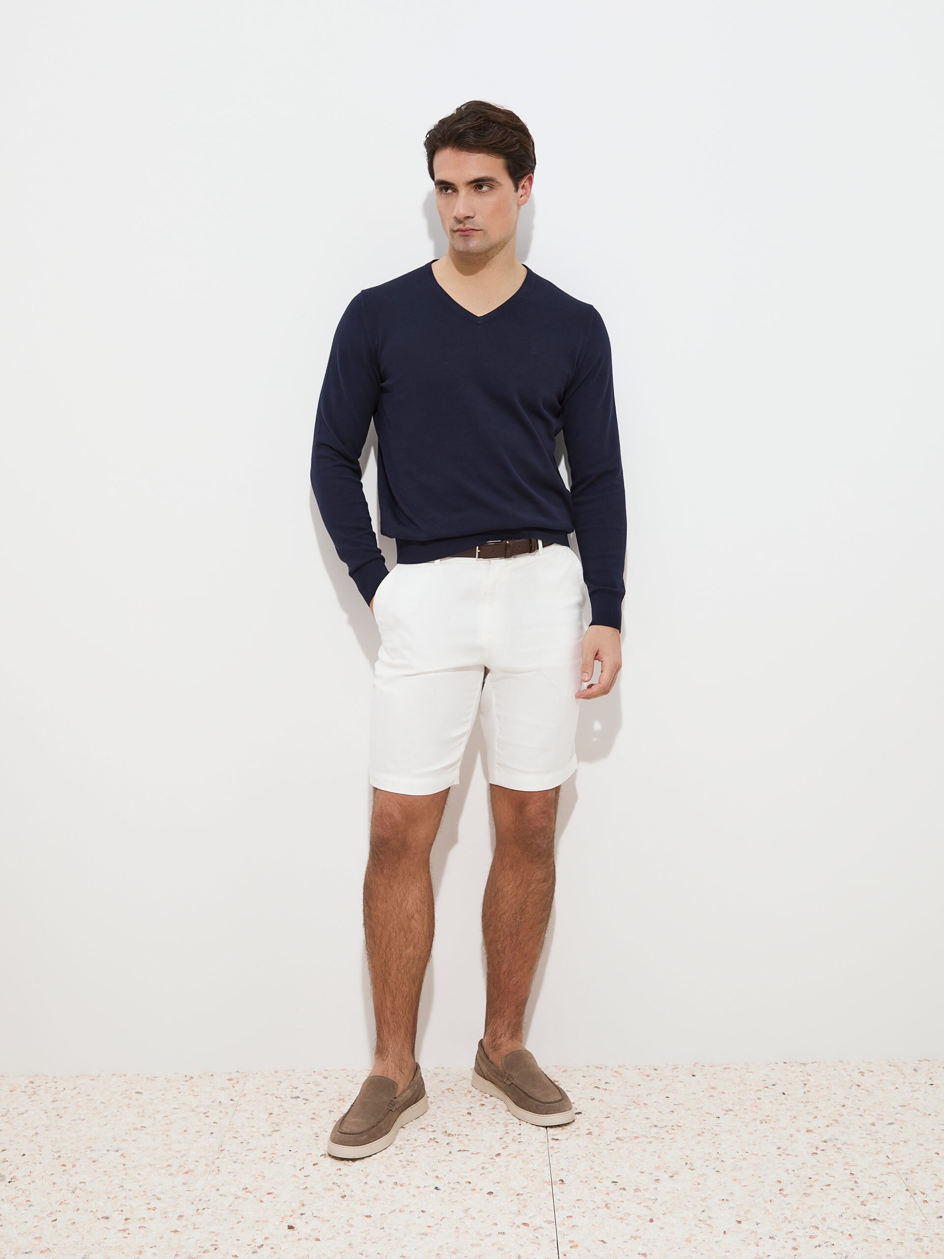 Camisola de Malha em Algodão Azul-marinho-2