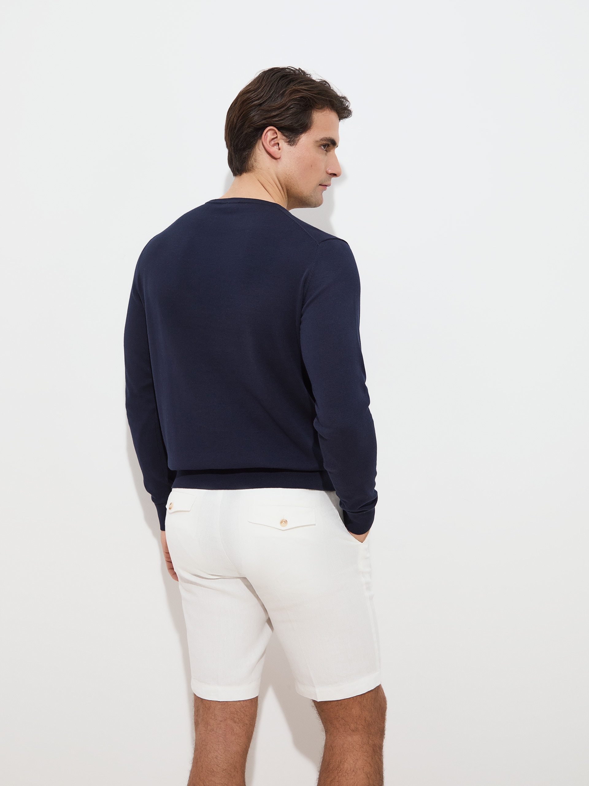 Camisola de Malha em Algodão Azul-marinho-4