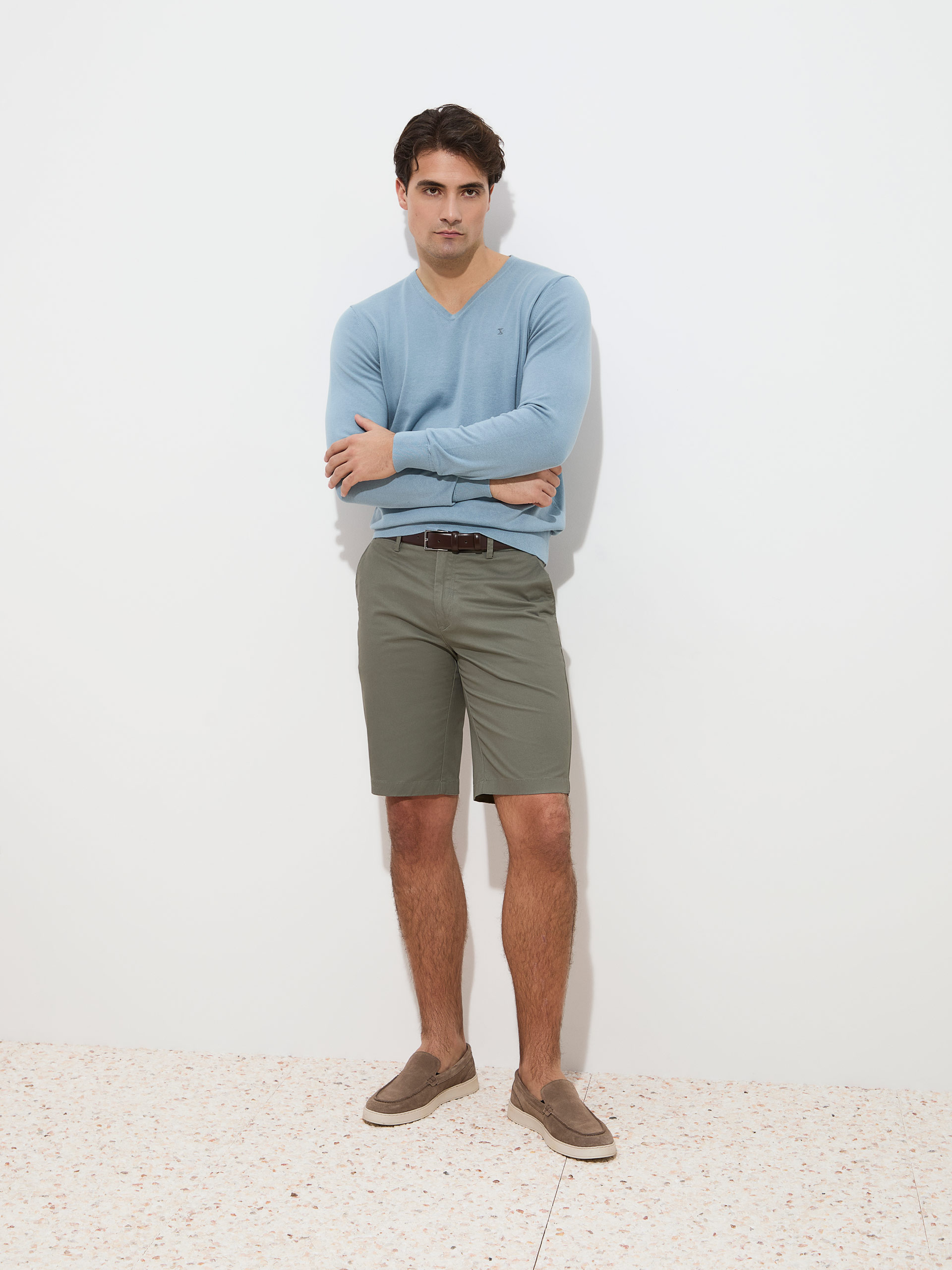 Camisola em Malha de Algodão Azul-claro-2