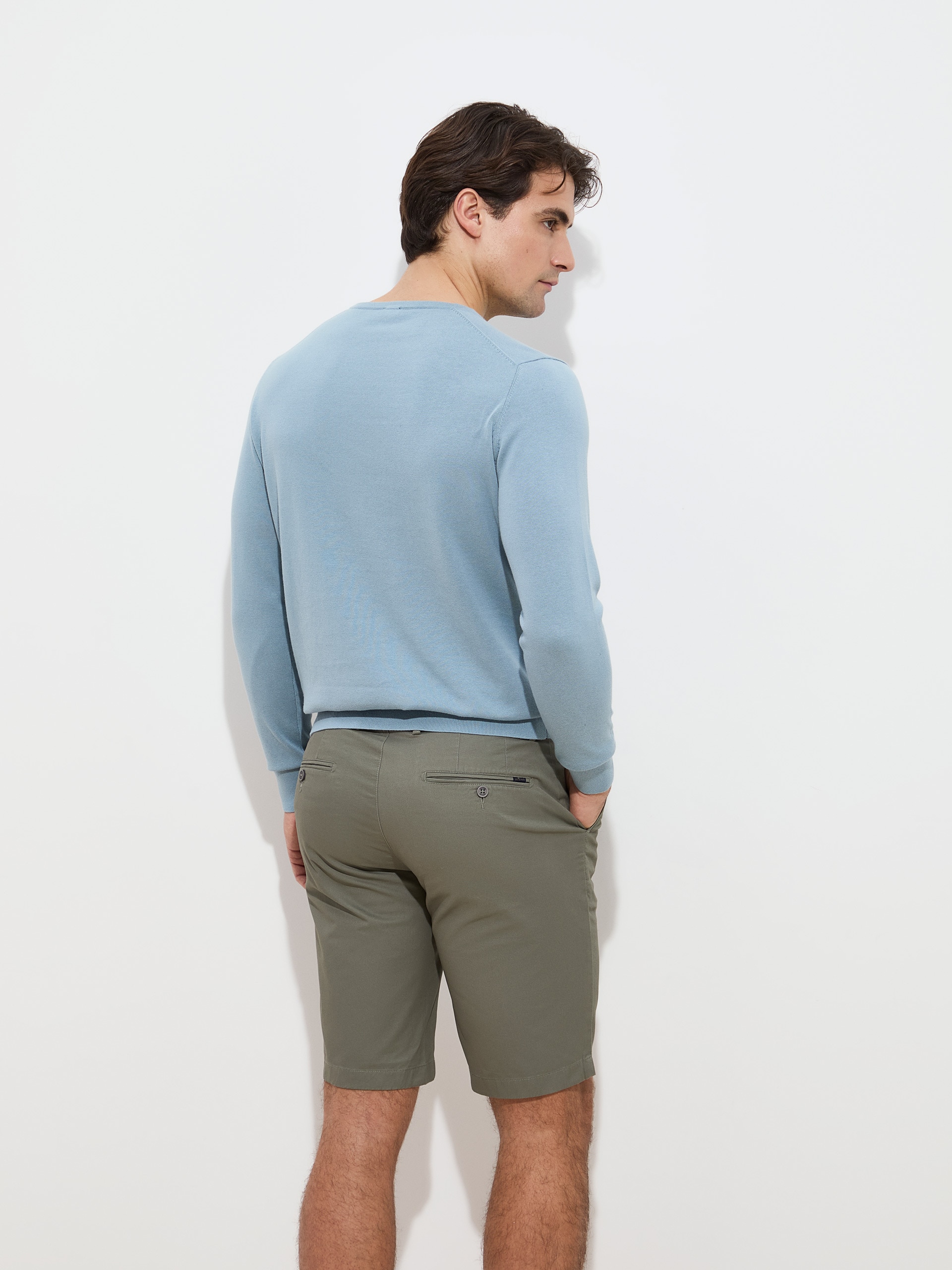 Camisola em Malha de Algodão Azul-claro-4