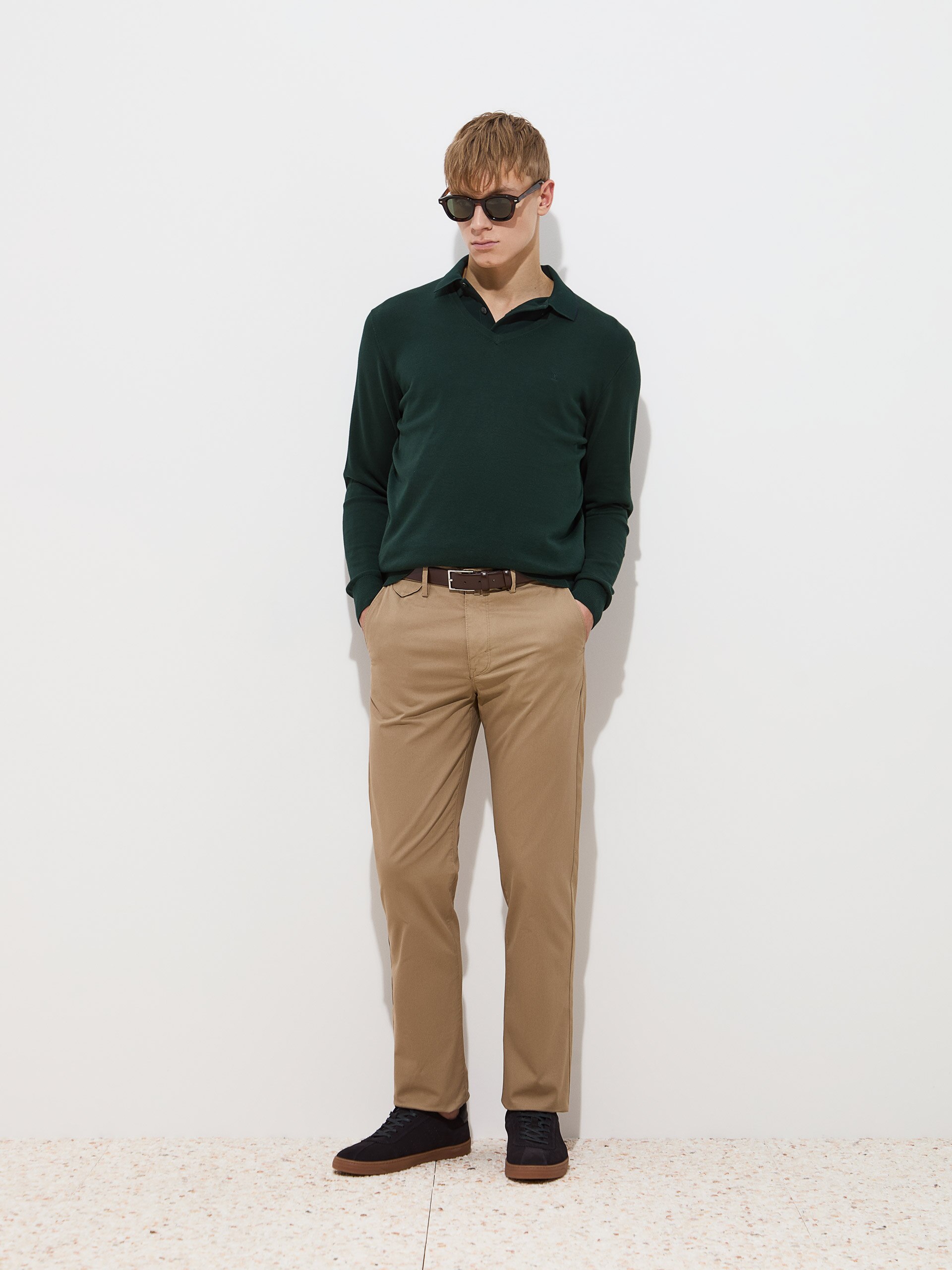 Camisola de Malha em Algodão Verde-escuro-2