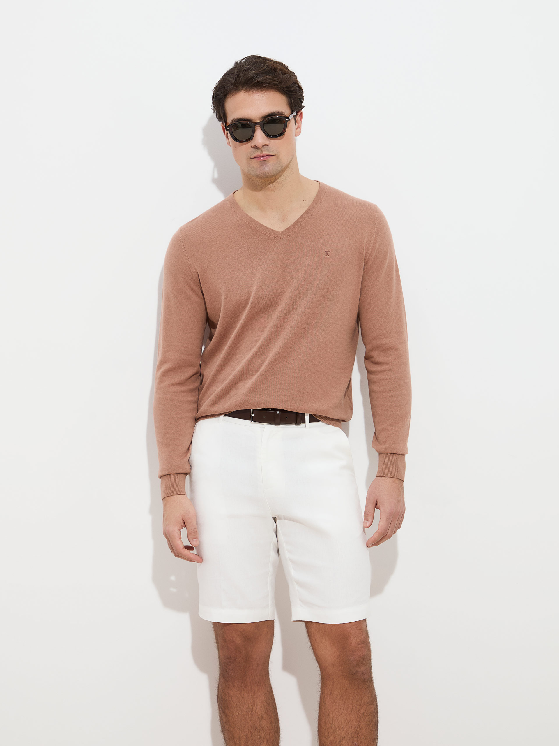 Camisola de Malha em Algodão Bege-1