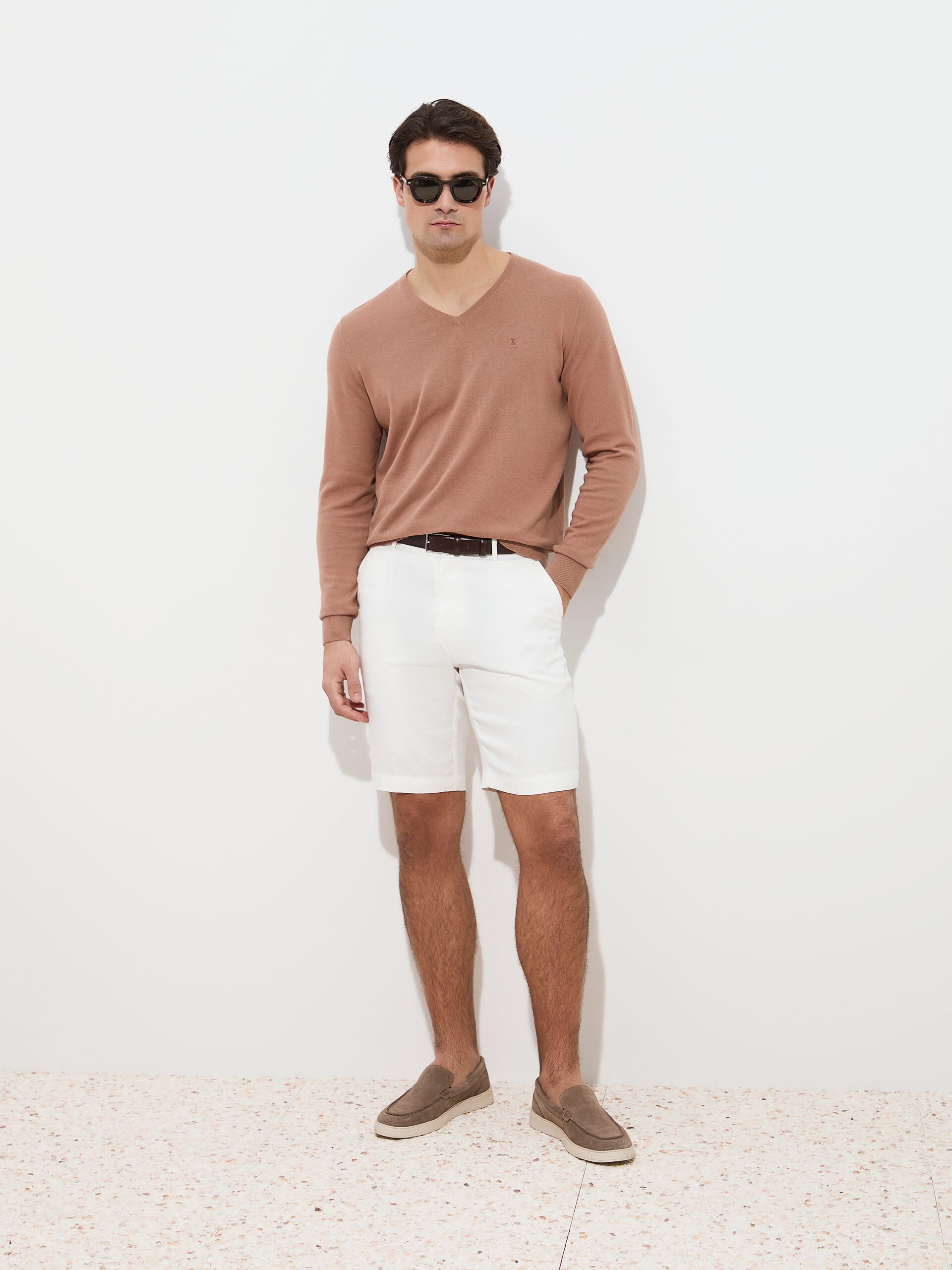 Camisola de Malha em Algodão Bege-2