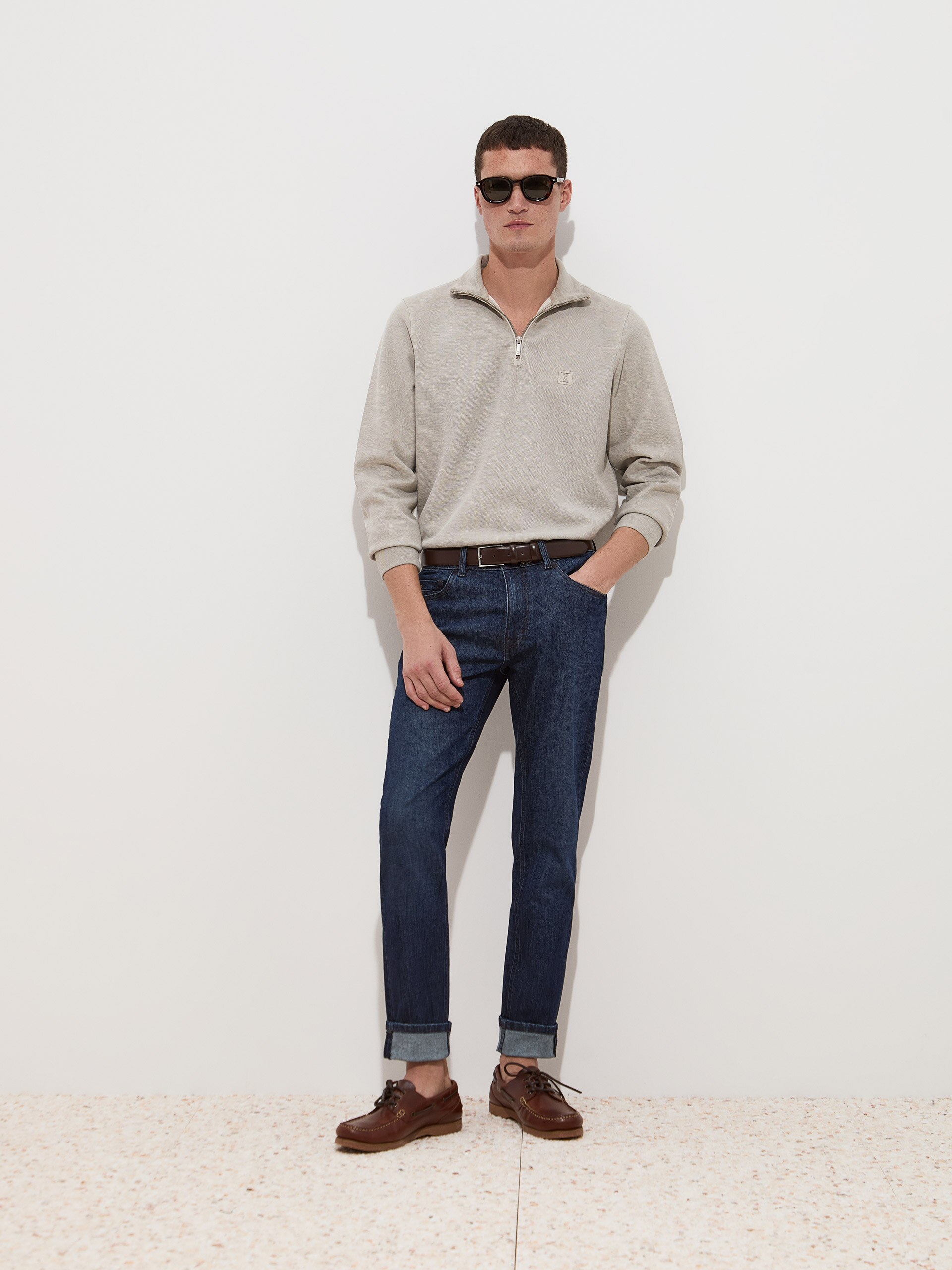 Calças de Ganga Slim Fit Azul-índigo-2