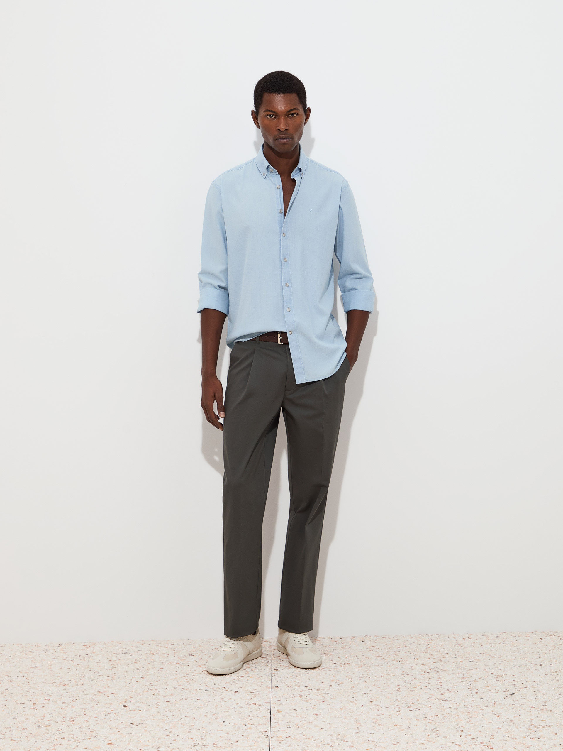 Camisa Regular Fit de Algodão Azul-índigo-2