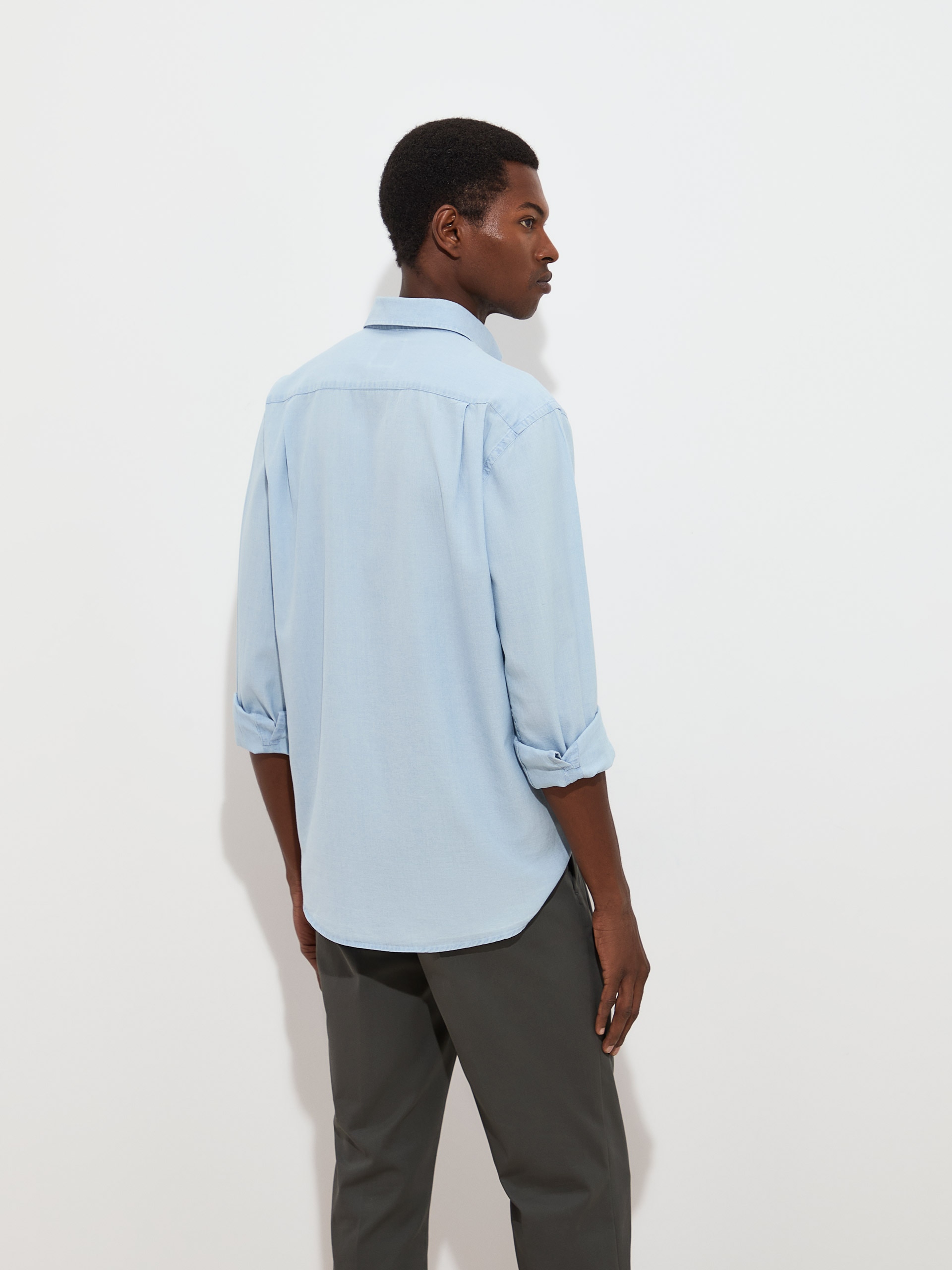 Camisa Regular Fit de Algodão Azul-índigo-4