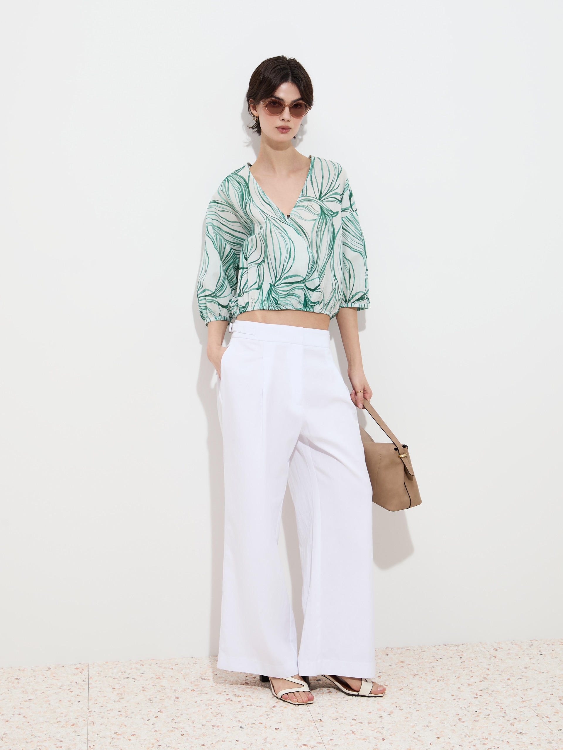 Blusa em Algodão com Estampado Verde-escuro-2