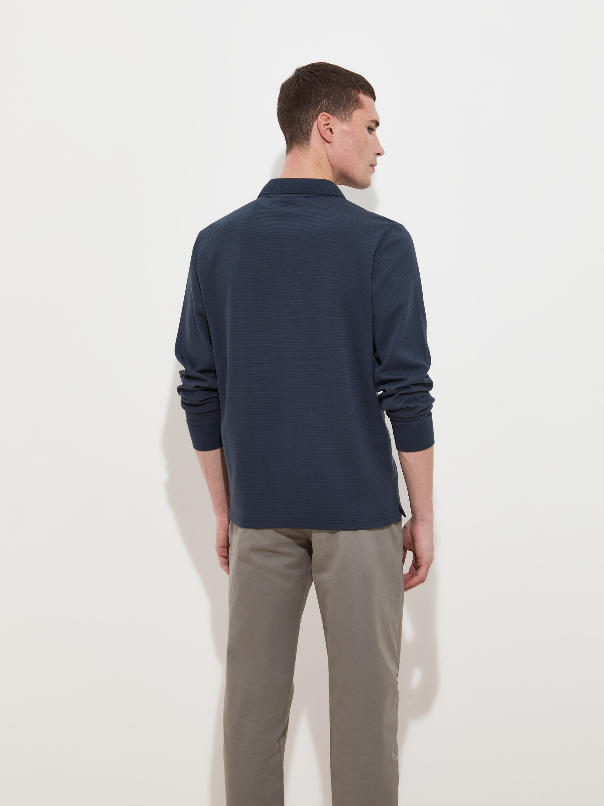 Polo de Manga Comprida em Algodão Azul-índigo-4