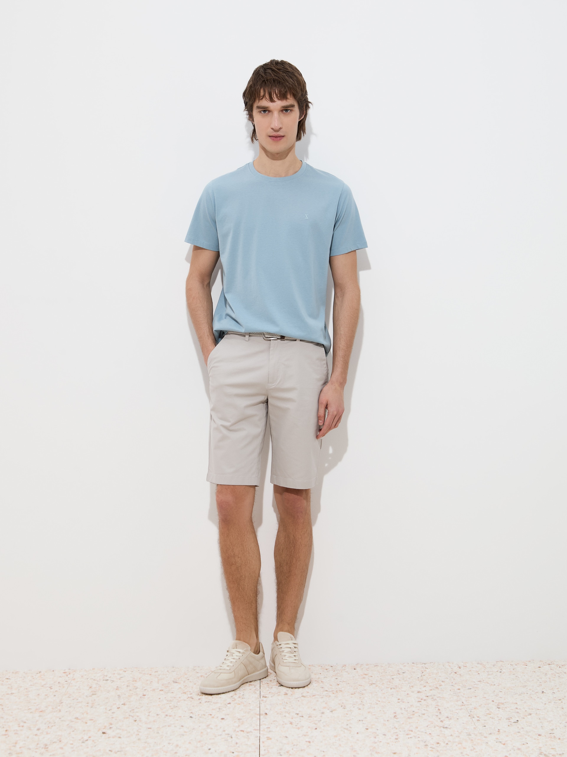 T-shirt Básica em Algodão Azul-claro-2