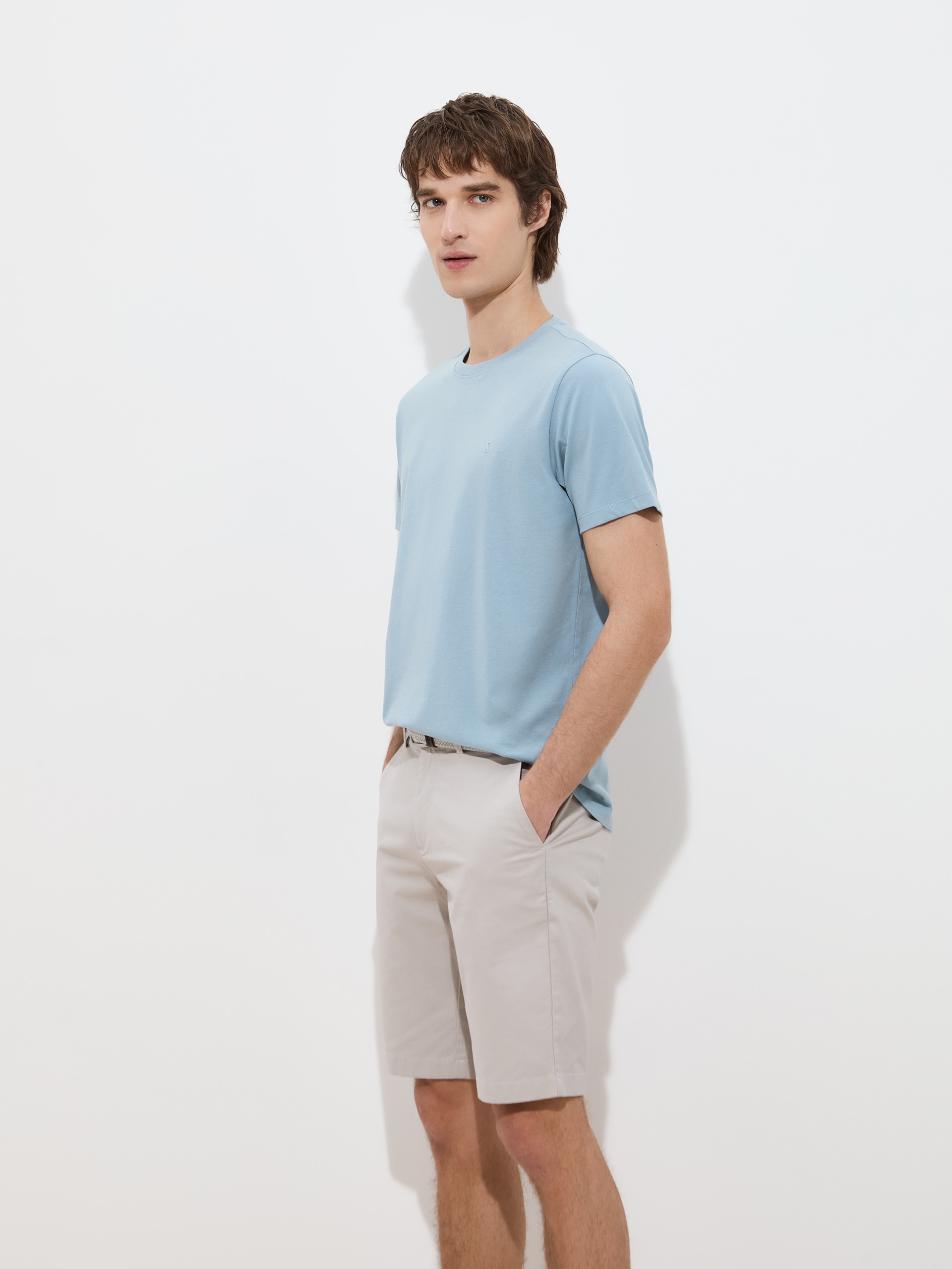 T-shirt Básica em Algodão Azul-claro-3