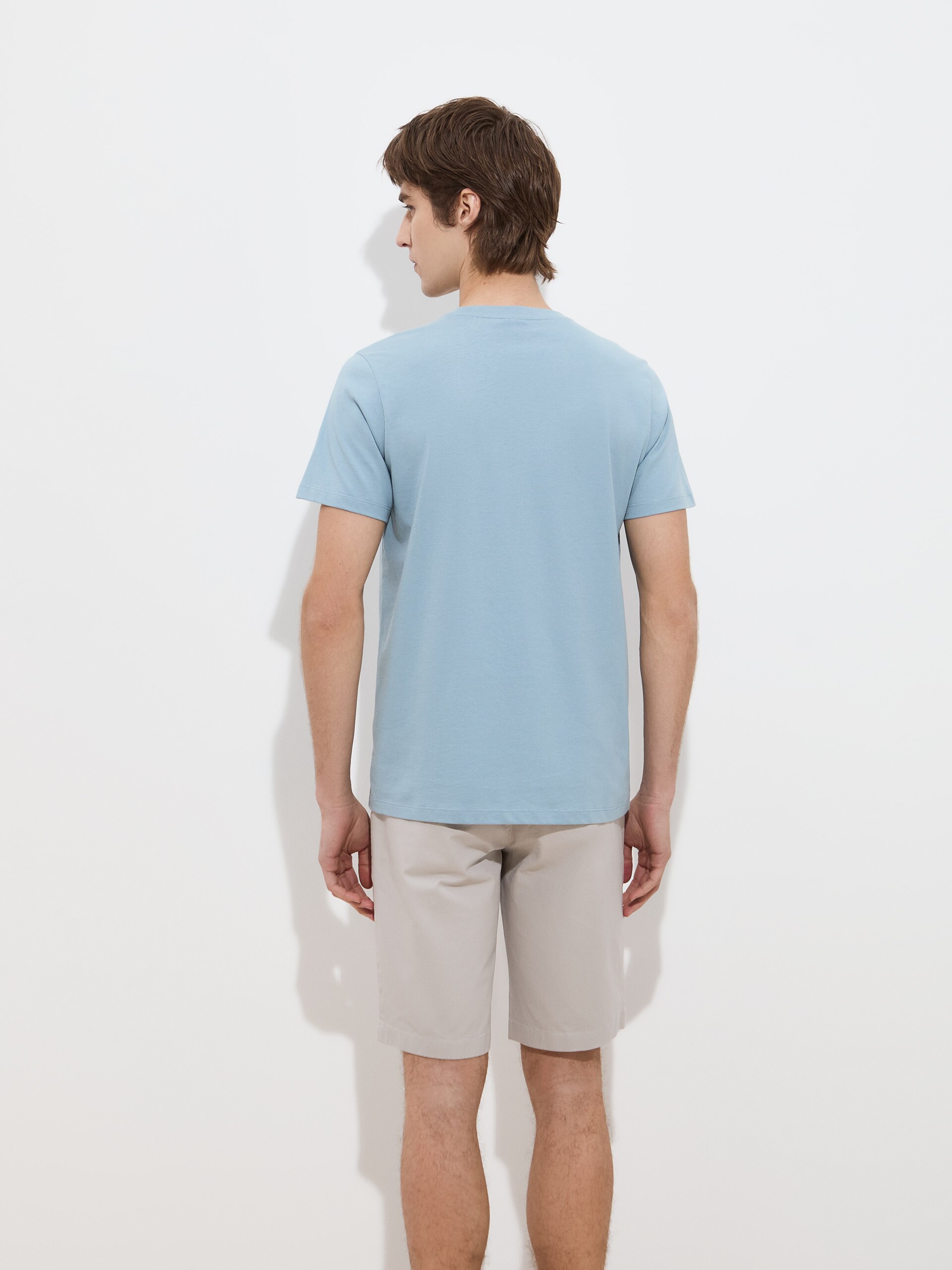 T-shirt Básica em Algodão Azul-claro-4