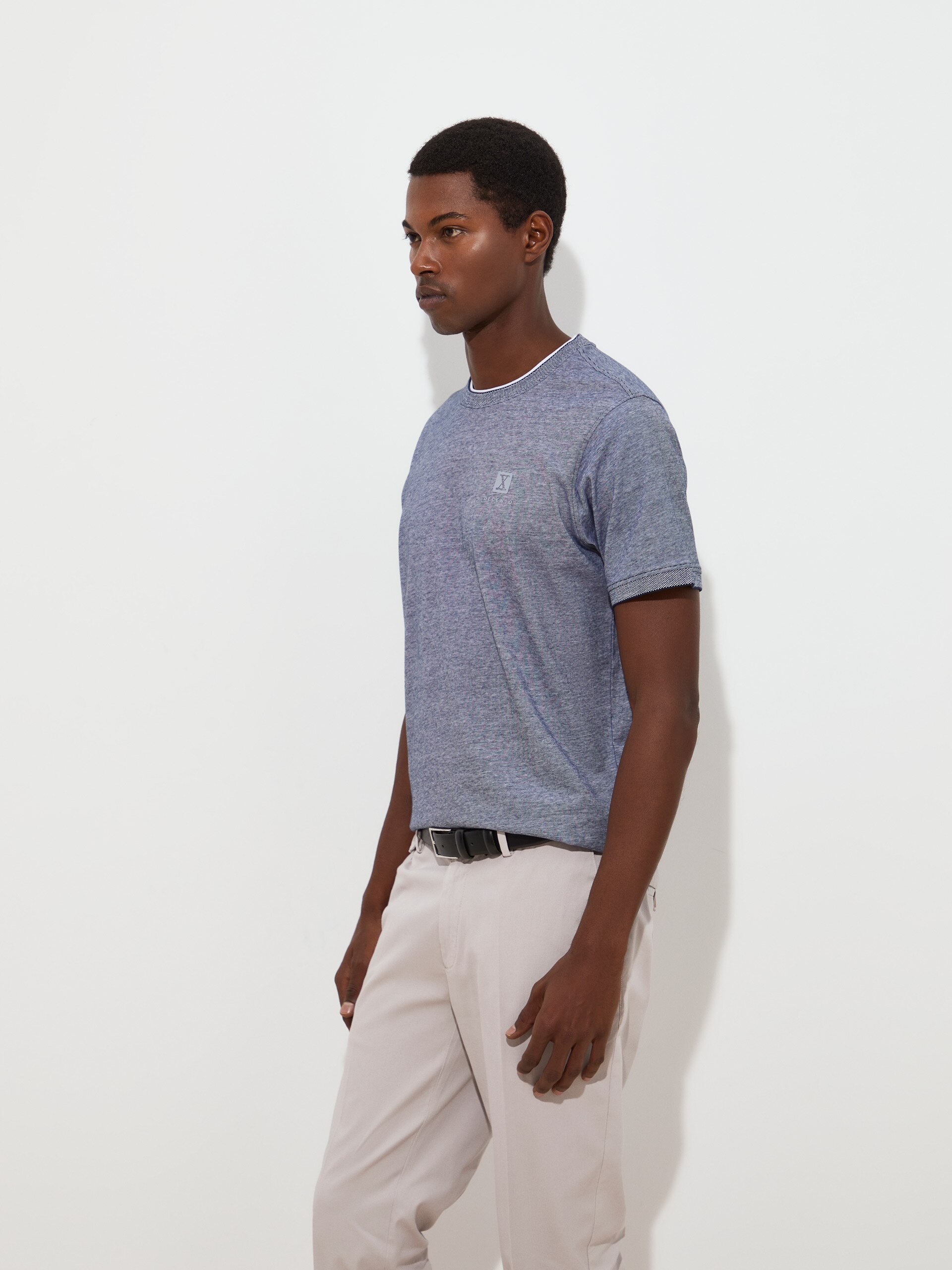T-shirt em Algodão Azul-marinho-3