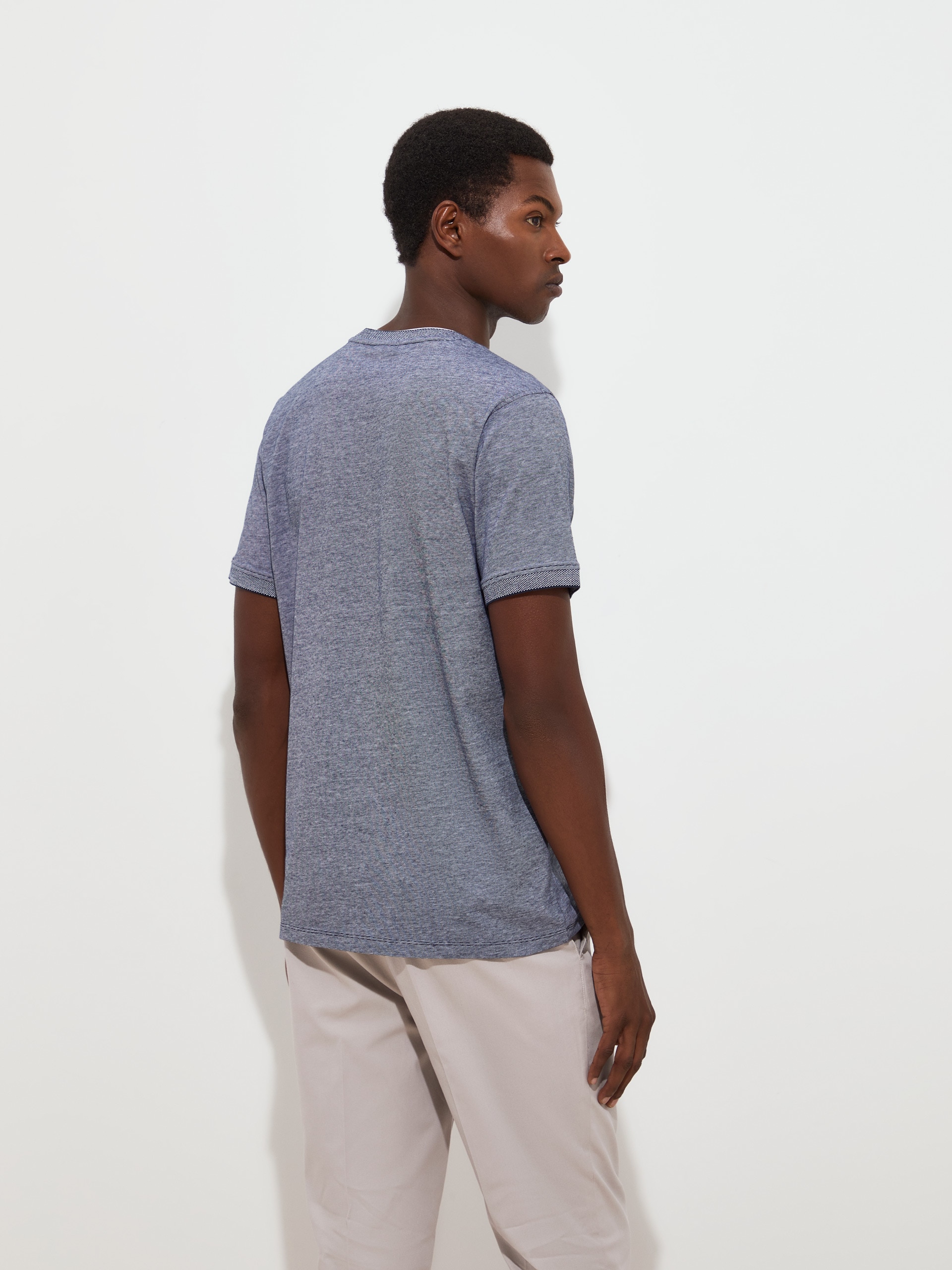 T-shirt em Algodão Azul-marinho-4