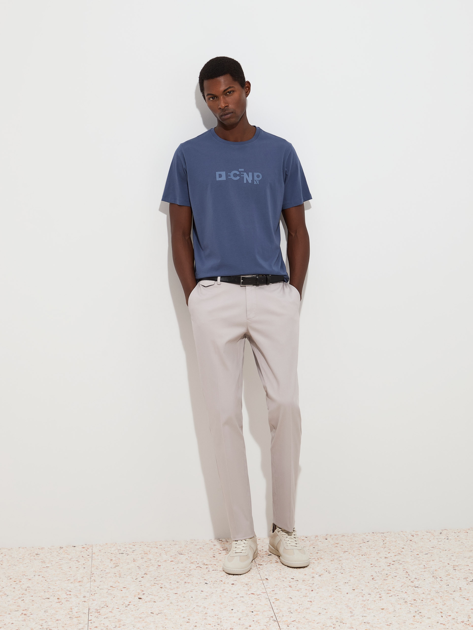 T-shirt em Algodão Azul-índigo-2
