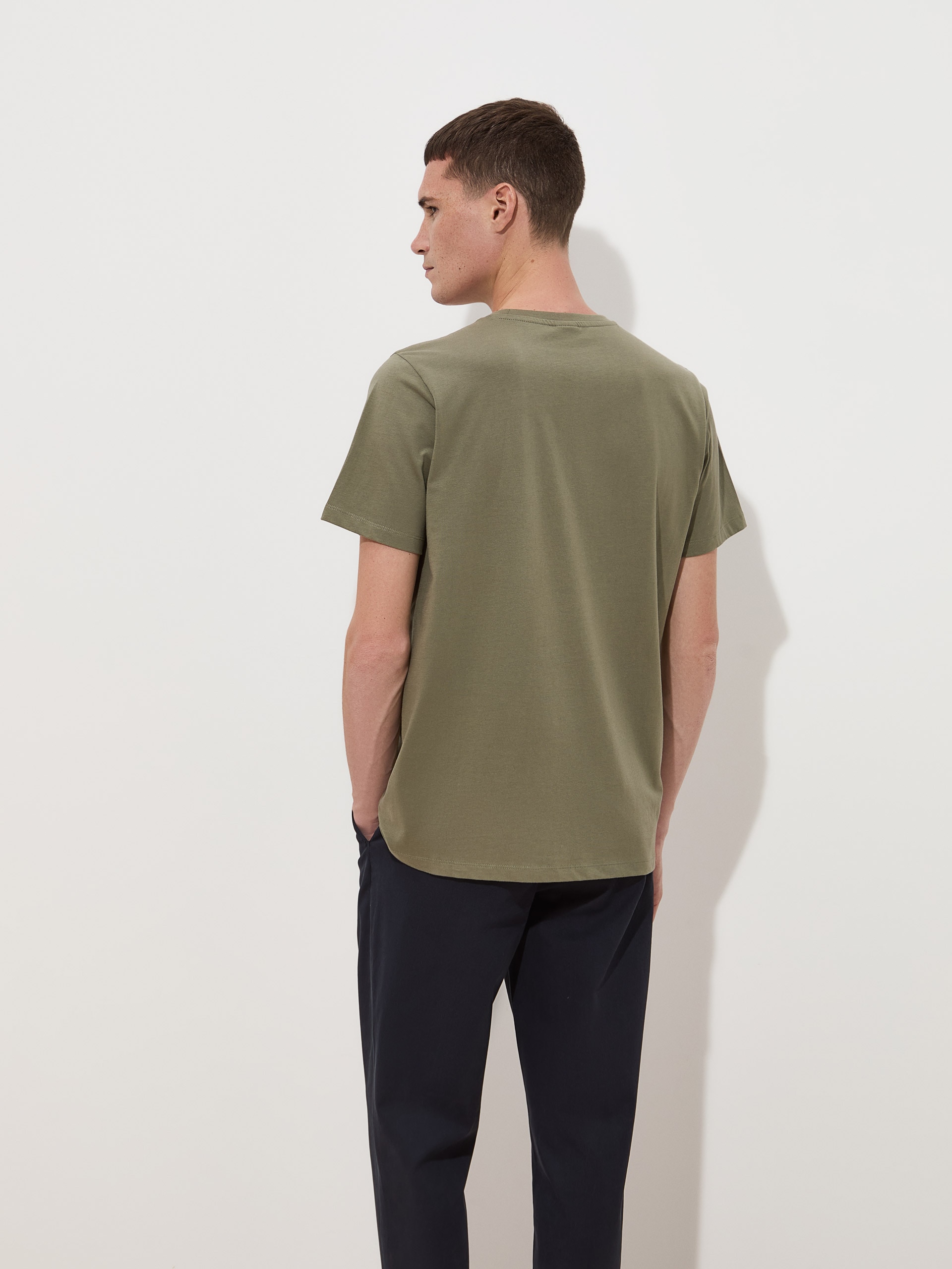 T-Shirt de Manga Curta de Algodão Verde-escuro-4