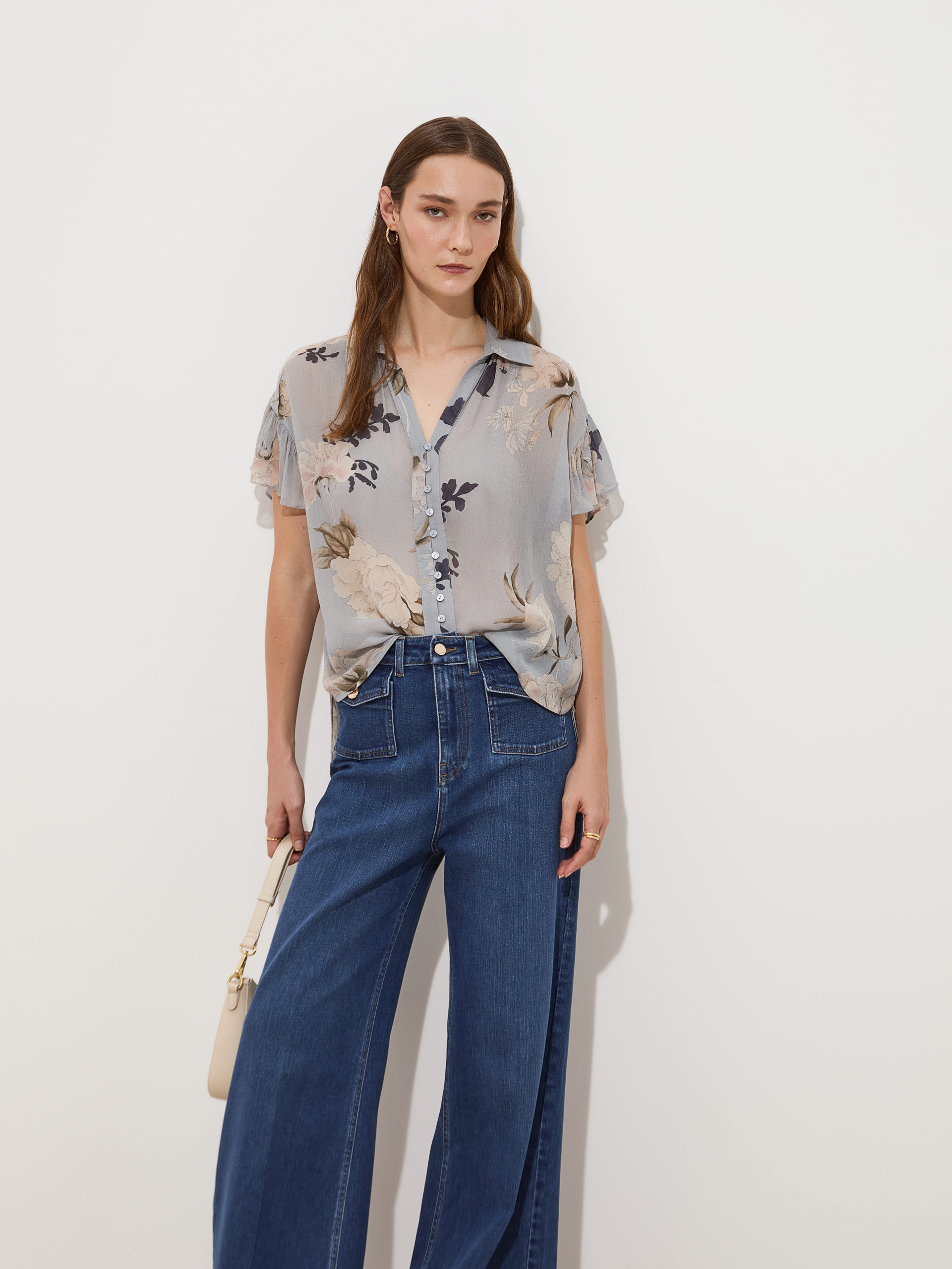 Blusa com Estampado Floral Azul-2