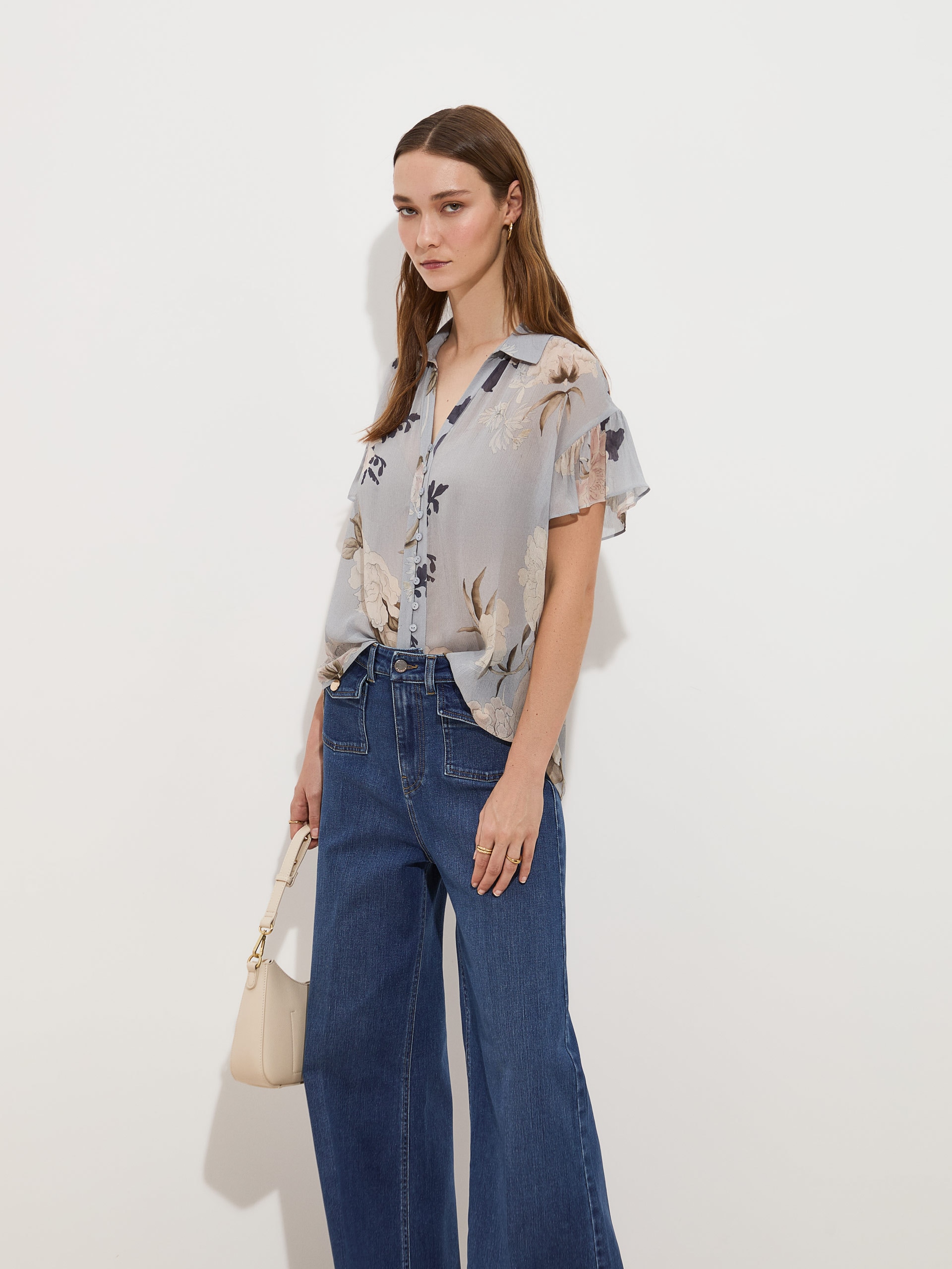 Blusa com Estampado Floral Azul-3