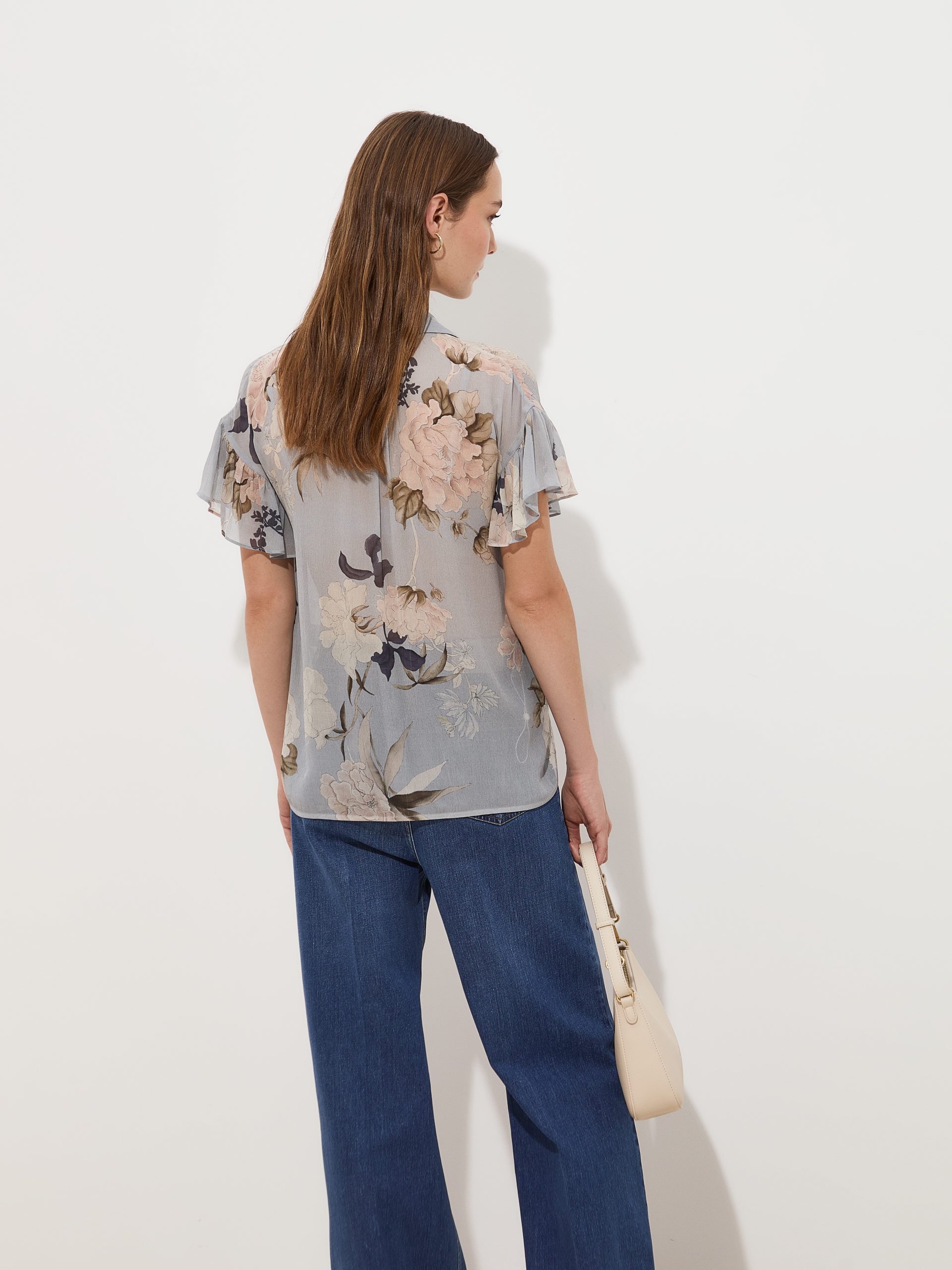 Blusa com Estampado Floral Azul-4