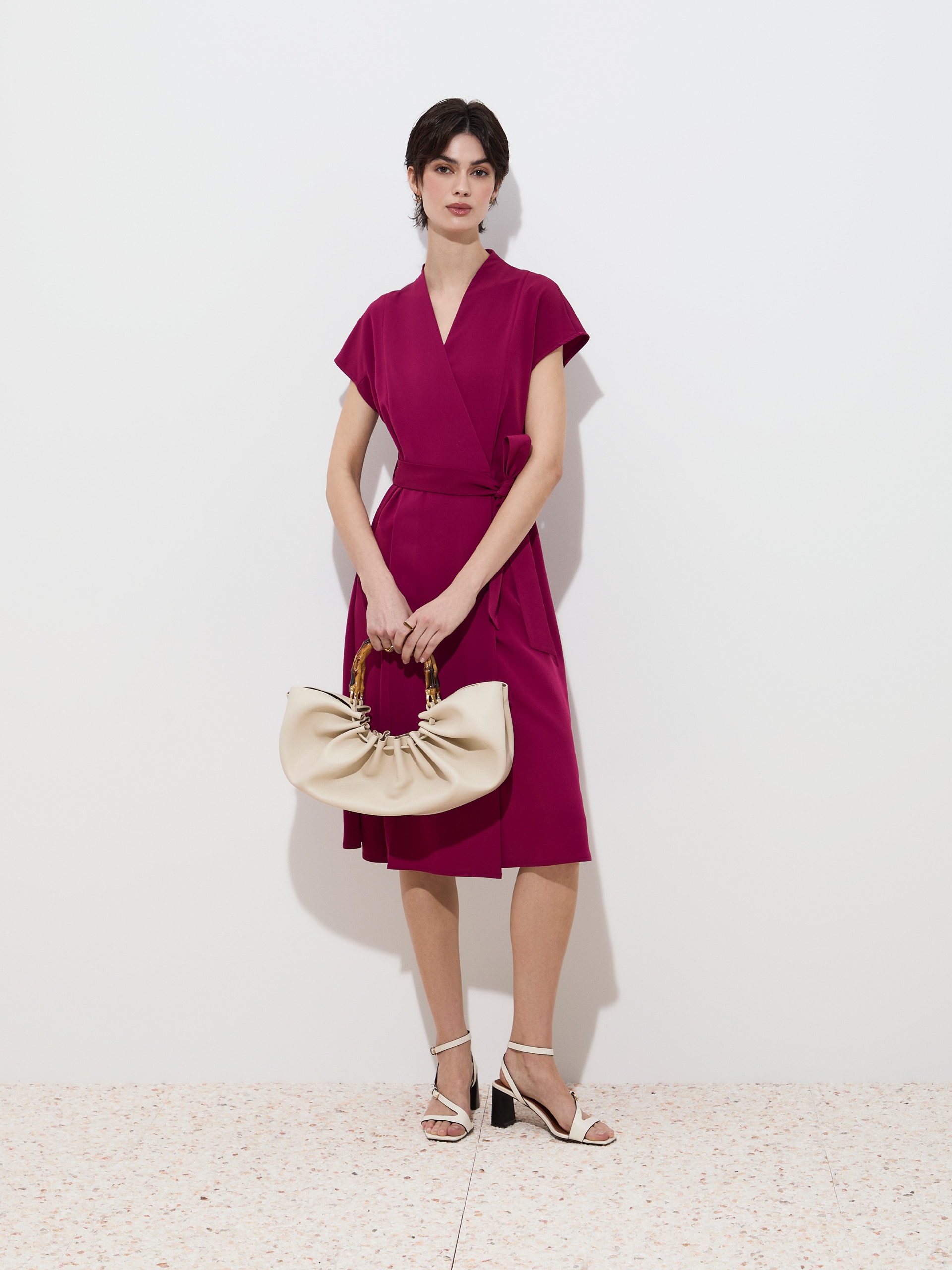 Vestido Midi Trespassado Rosa-escuro-2
