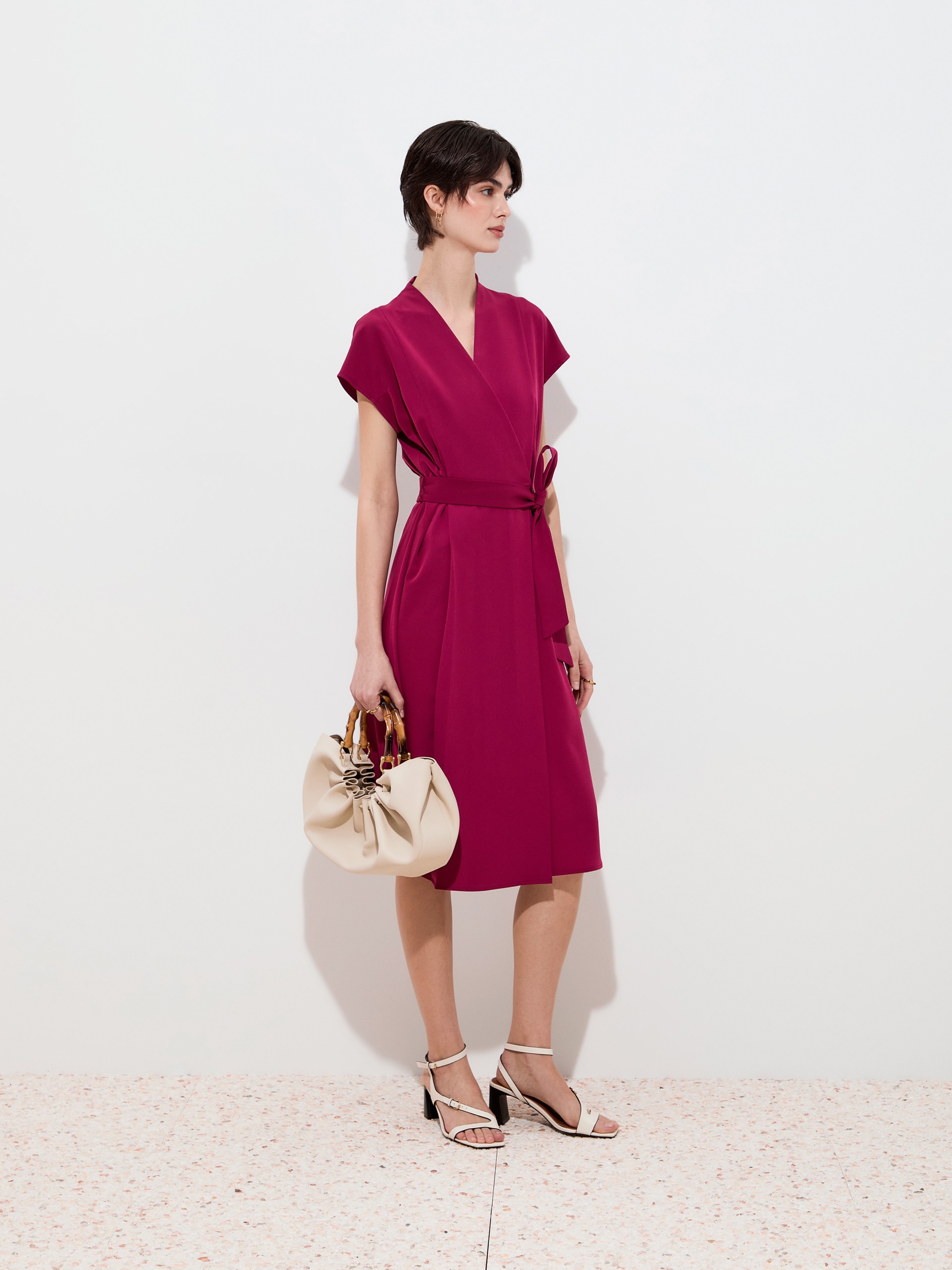 Vestido Midi Trespassado Rosa-escuro-3