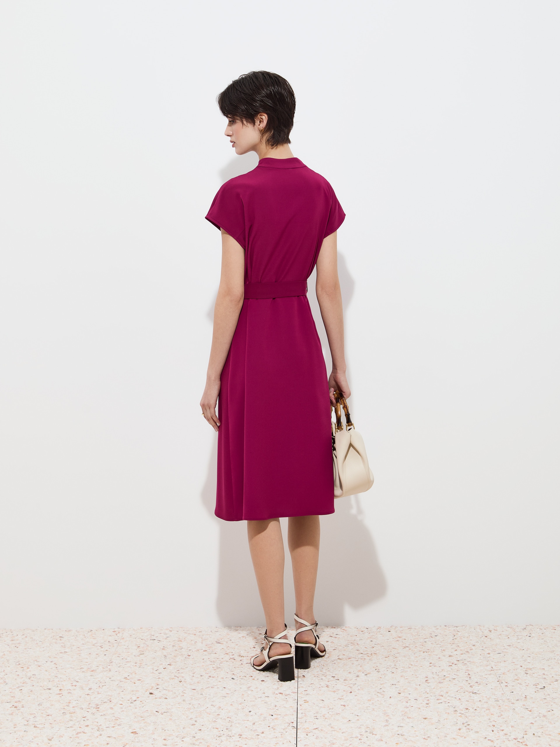 Vestido Midi Trespassado Rosa-escuro-4