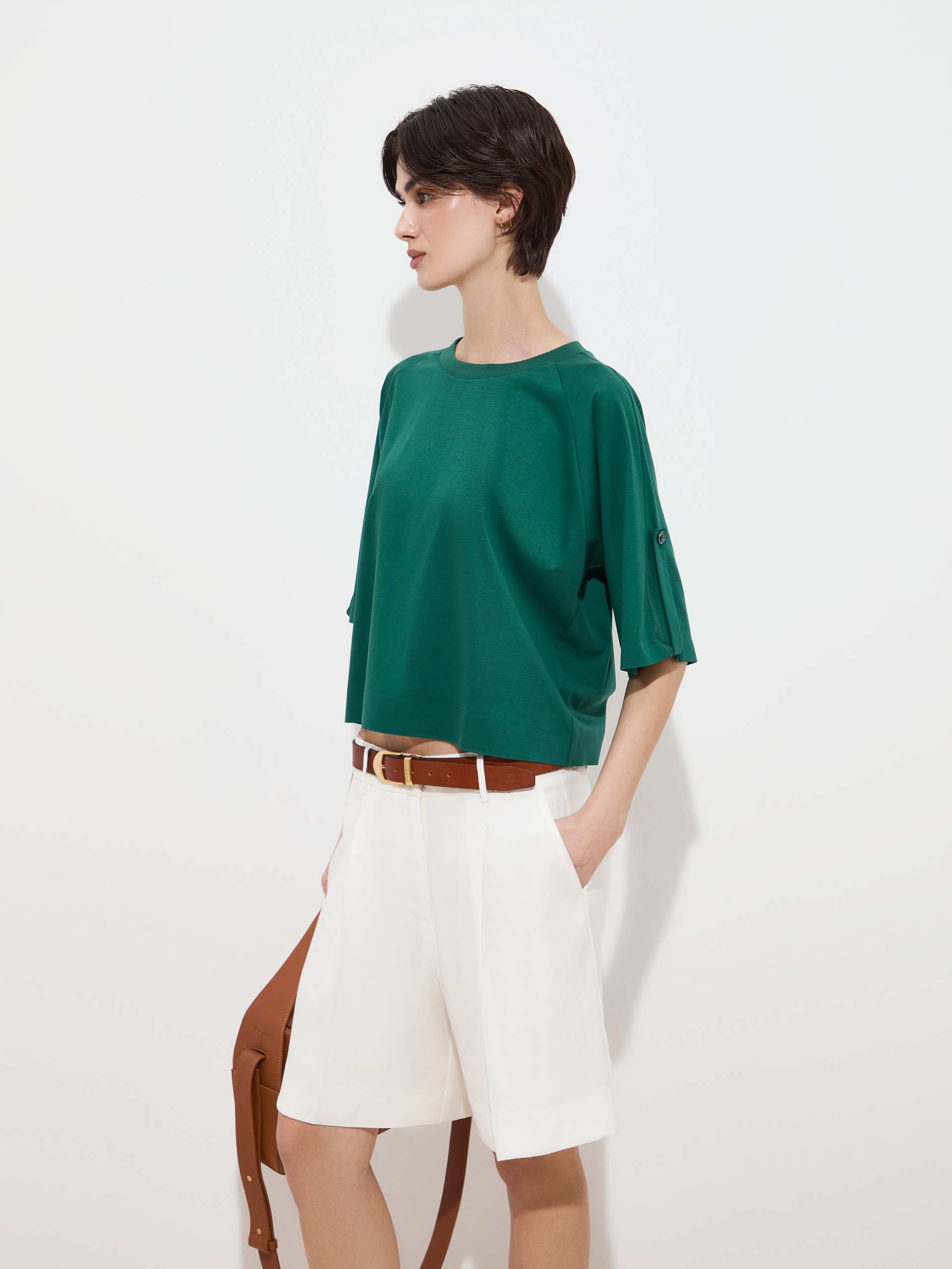 T-shirt em Algodão Verde-escuro-3