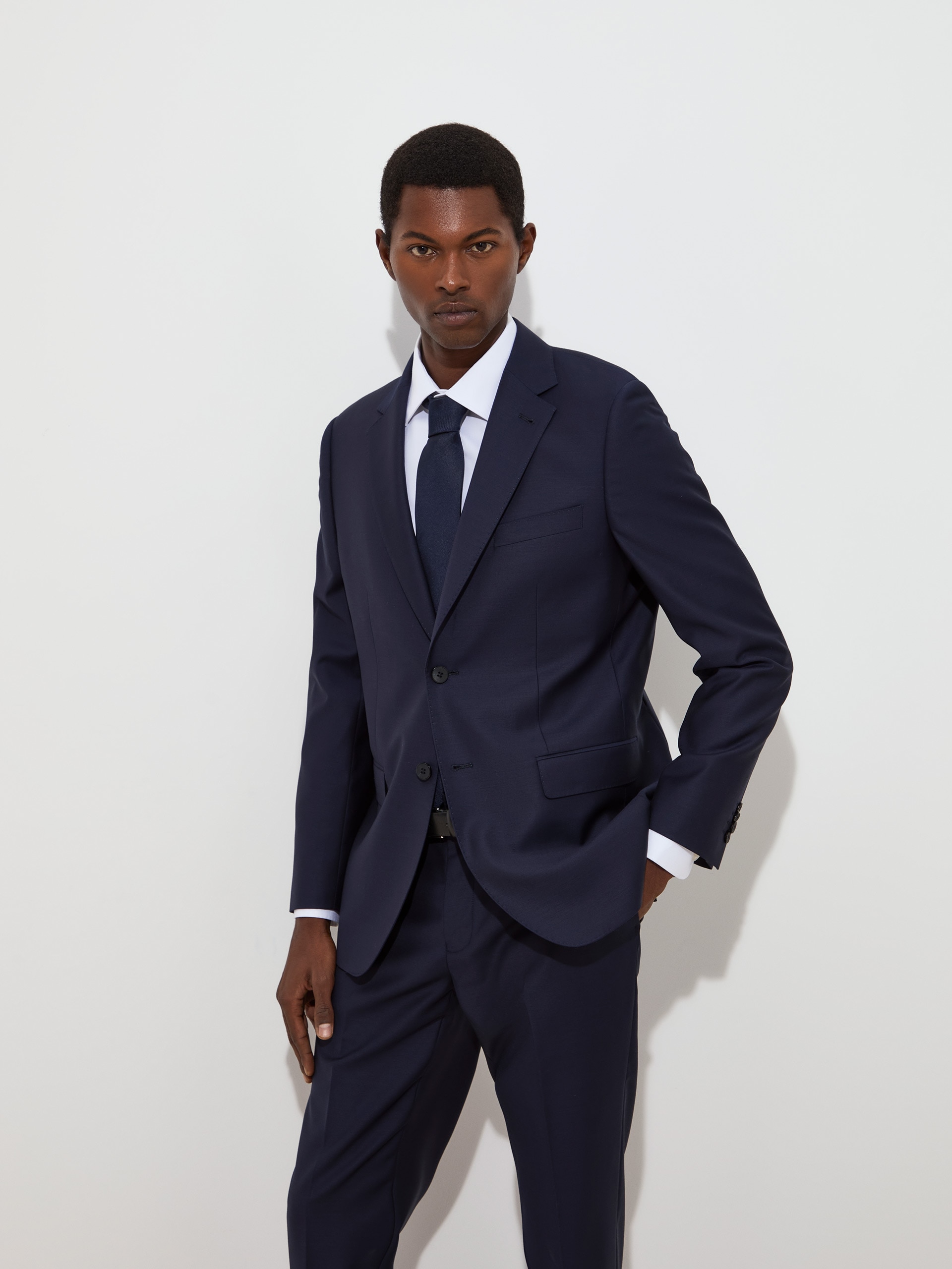 Fato slim fit em lã Azul-marinho-2