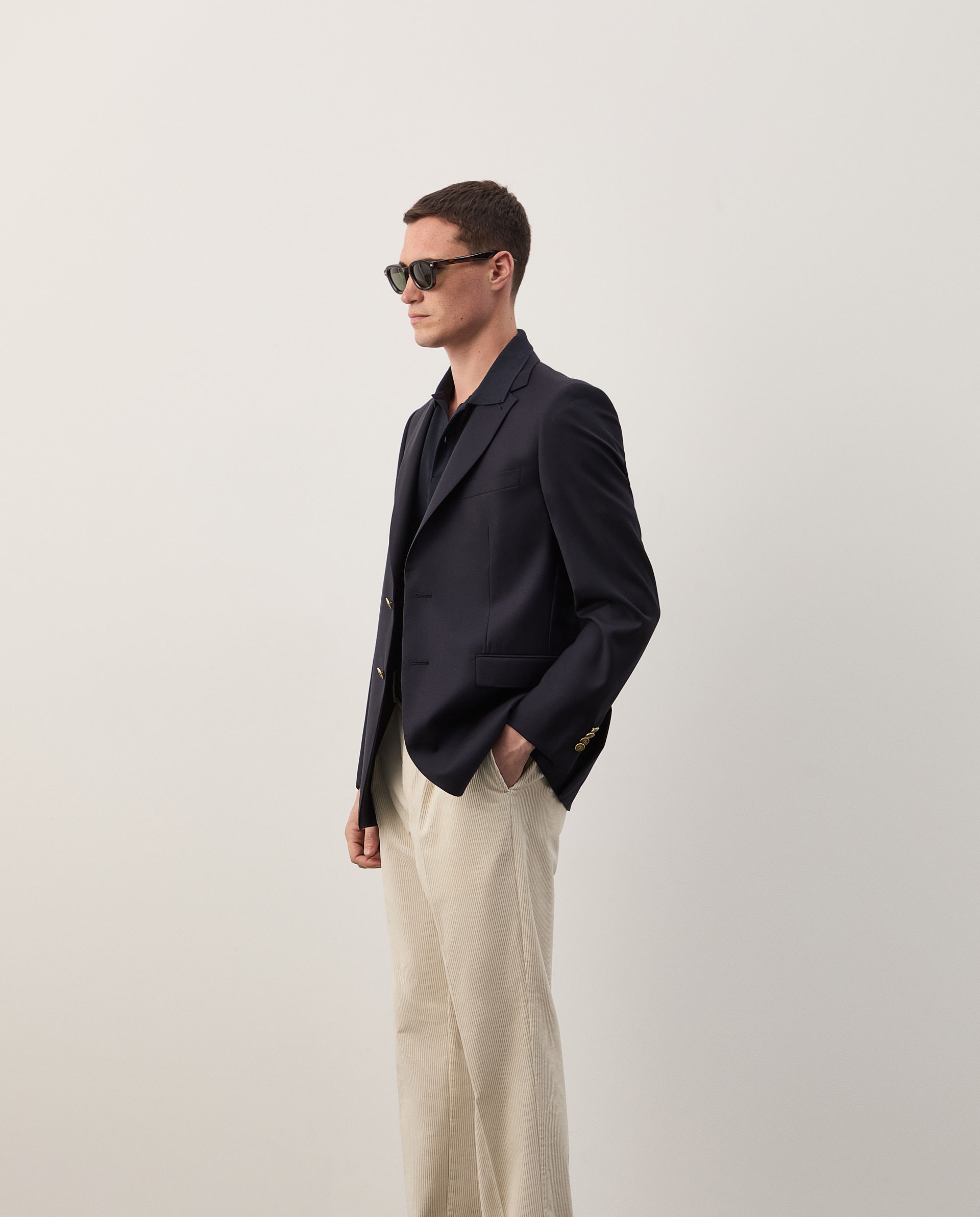 Blazer regular fit em lã Azul-marinho-3