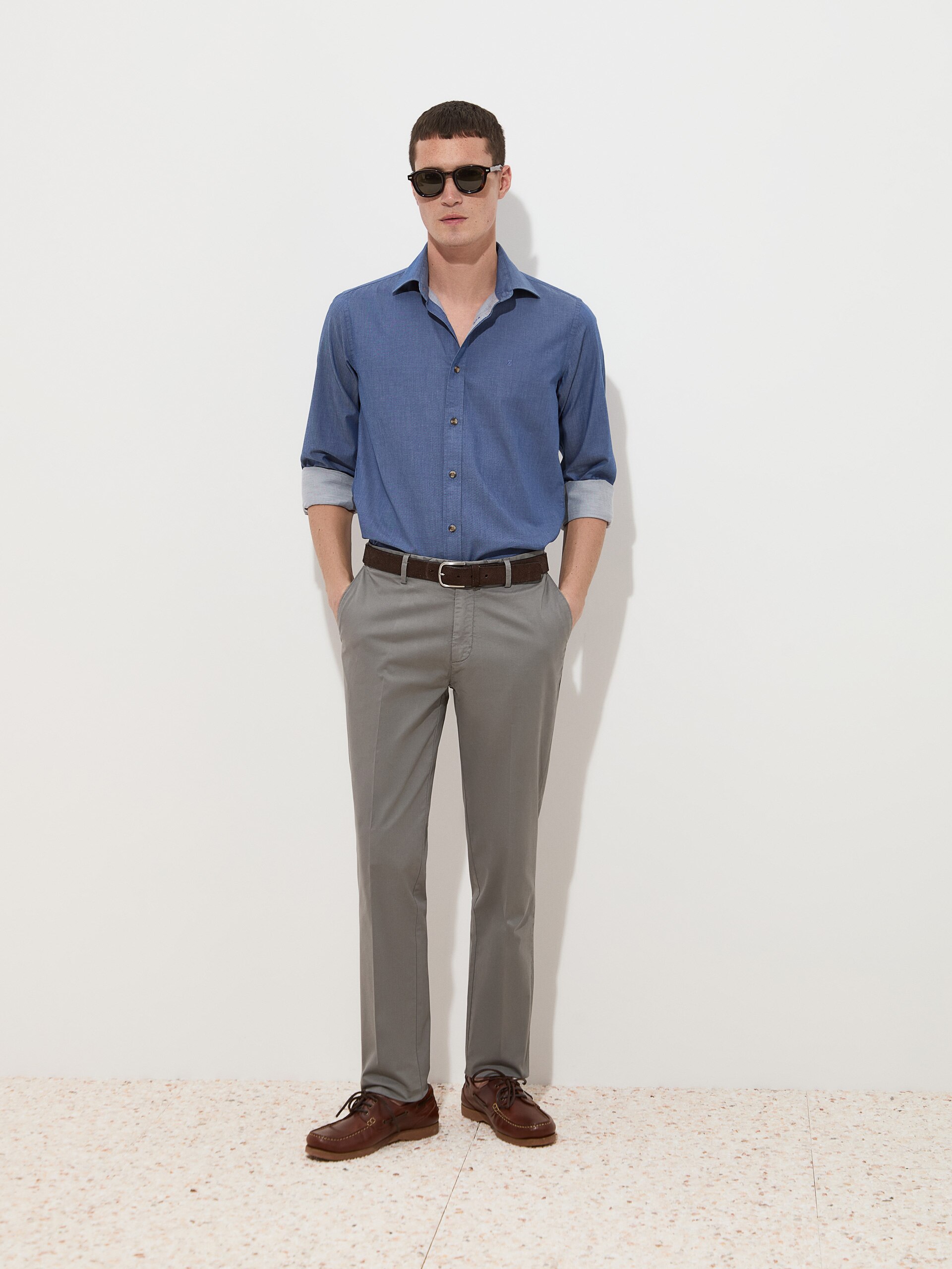 Calças Chino Slim Fit Caqui-2