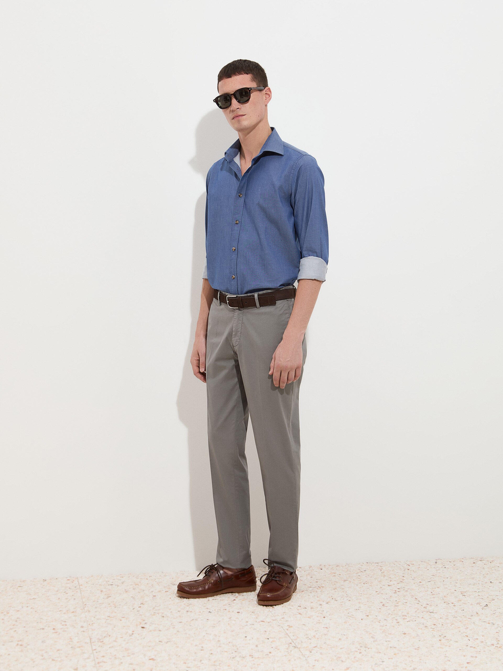 Calças Chino Slim Fit Caqui-3