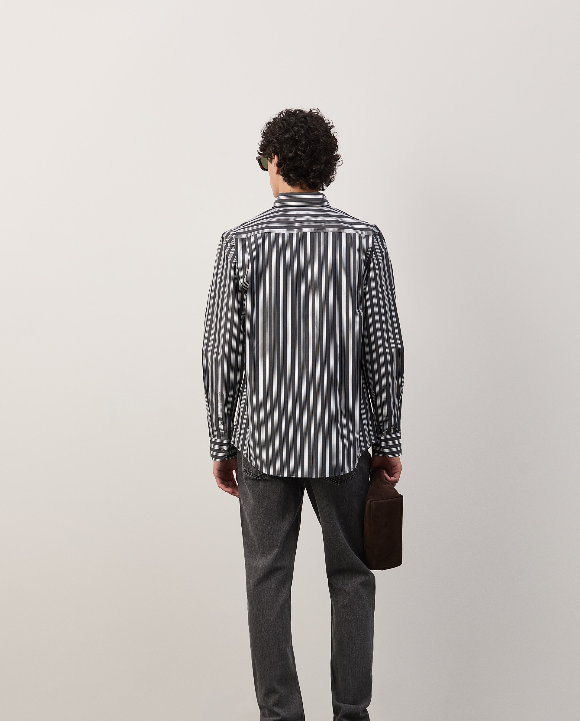 Camisas regular fit às riscas Preto-4