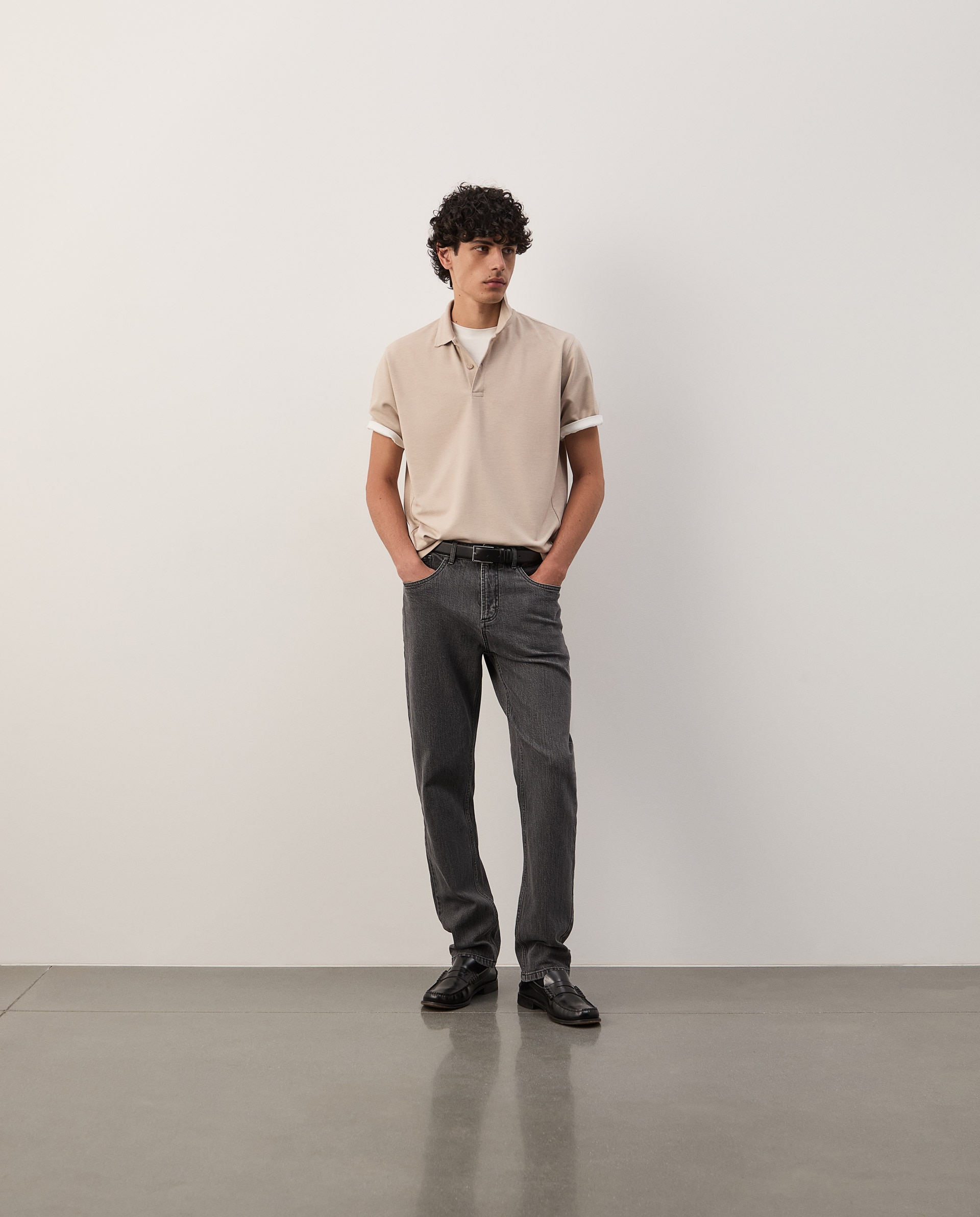 Polo de malha regular fit Bege-2