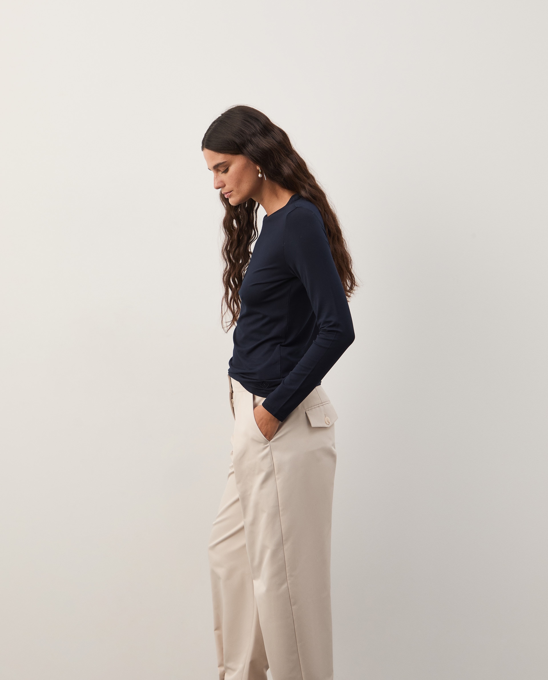 Camisola de malha básica Azul-marinho-3