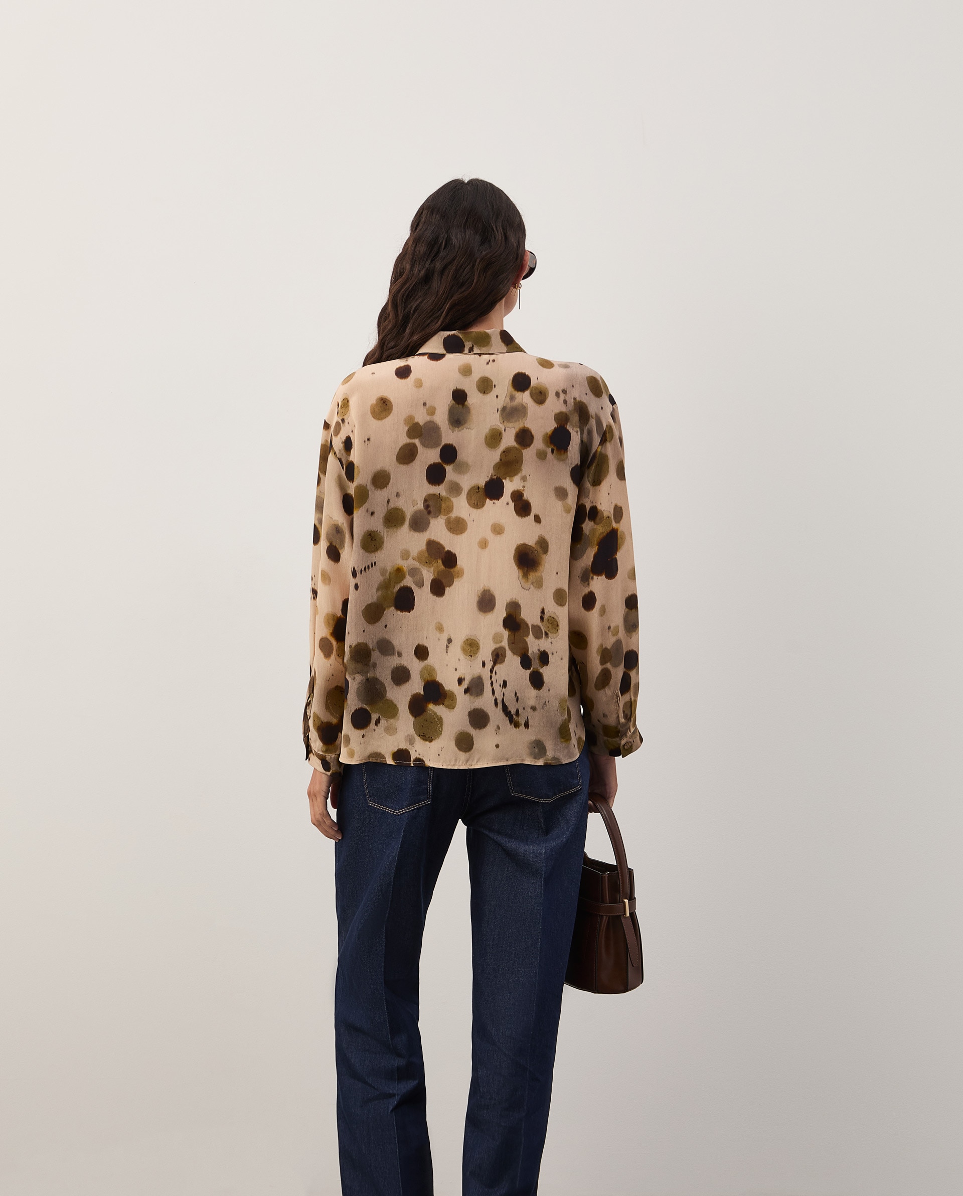 Blusa fluída estampada Caqui-4