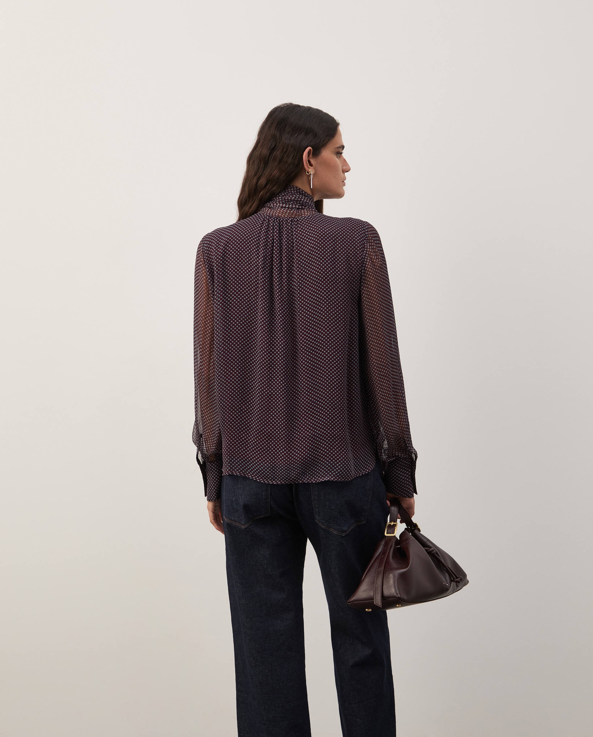 Blusa com laçada Bordeaux-4