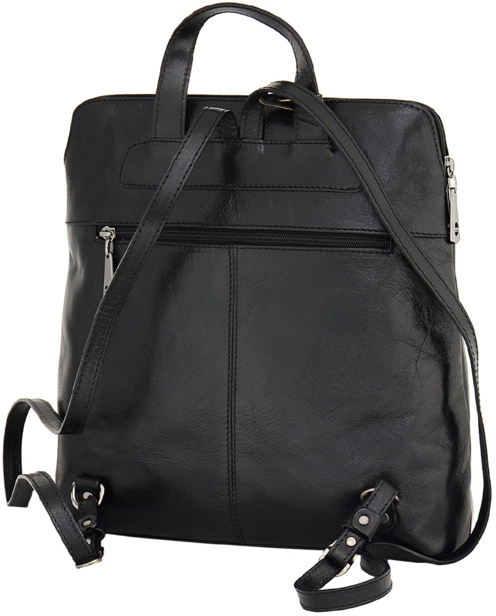 Mochila de Senhora ARIZONA em pele de bovino com curtimenta vegetal de origem italiana em Preto Preto-2