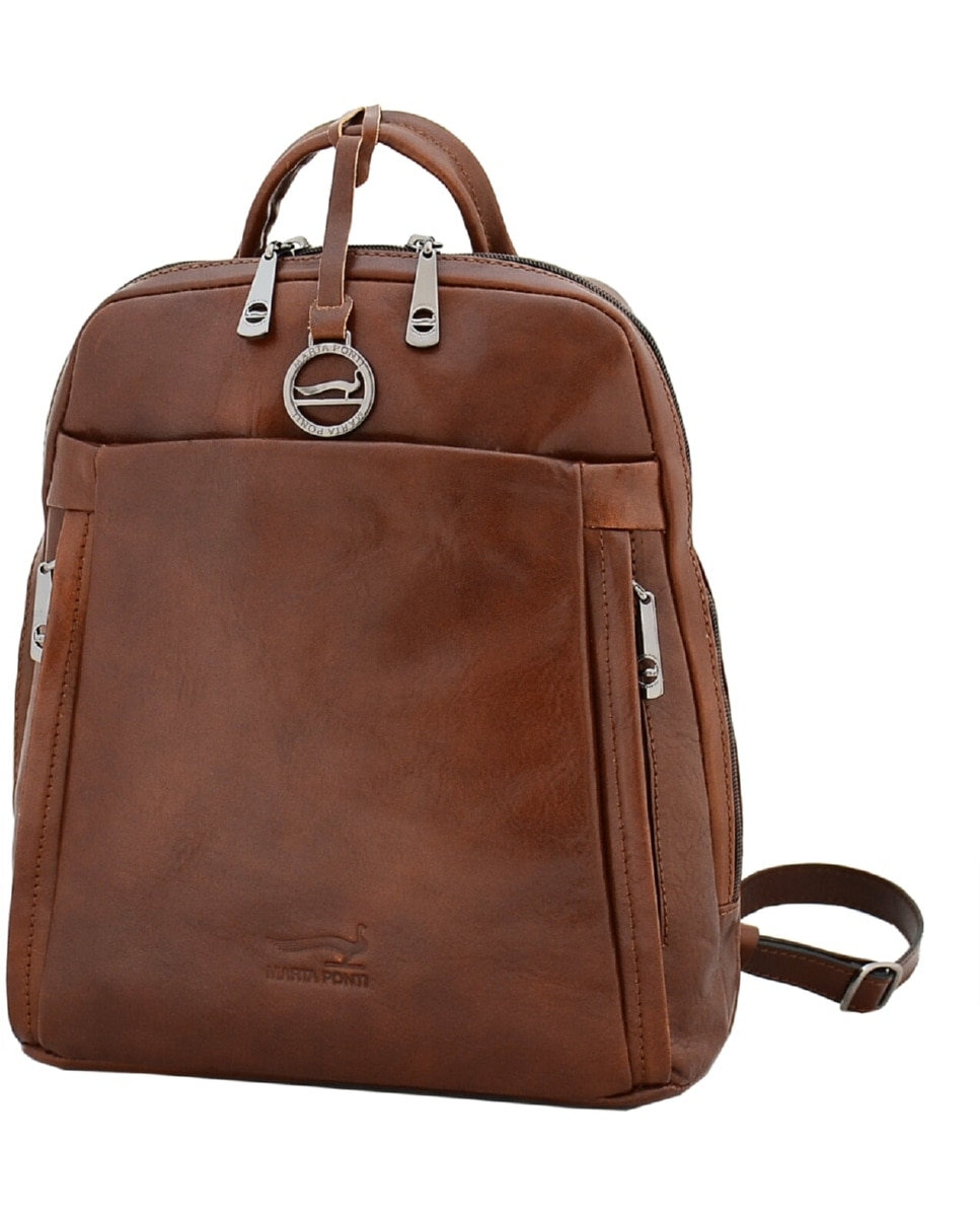 Imagem 0 de Mochila de Senhora ARIZONA em pele de bovino com curtimenta vegetal de origem italiana em Conhaque