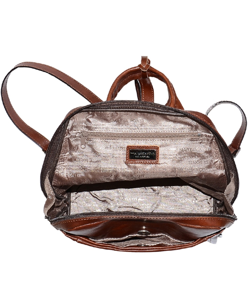 Mochila de Senhora ARIZONA em pele de bovino com curtimenta vegetal de origem italiana em Conhaque Castanho-claro-3