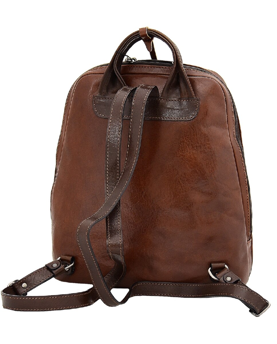 Mochila de Senhora ARIZONA em pele de bovino com curtimenta vegetal de origem italiana em Conhaque Castanho-2