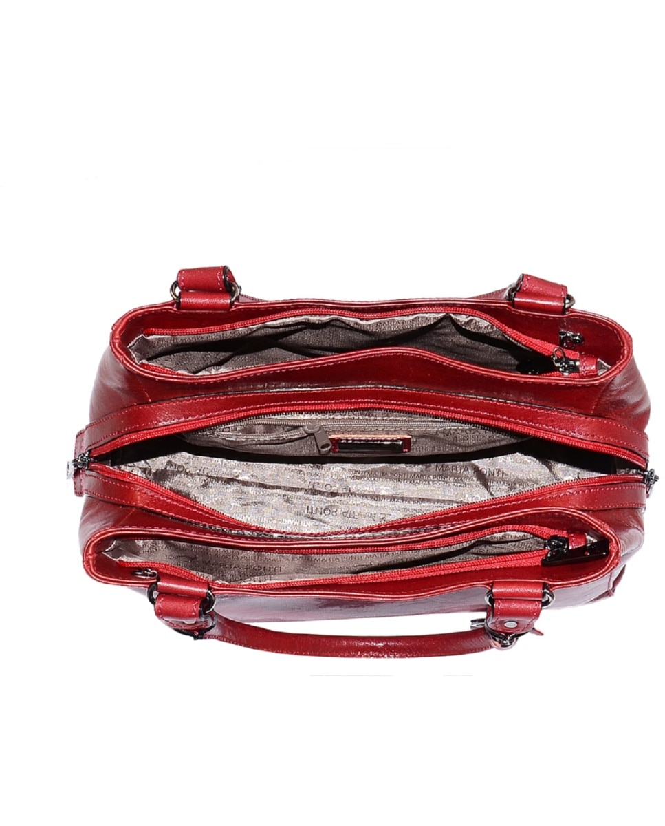 Mala de Senhora ARIZONA em pele de bovino com curtimenta vegetal de origem italiana em Vermelho Vermelho-3